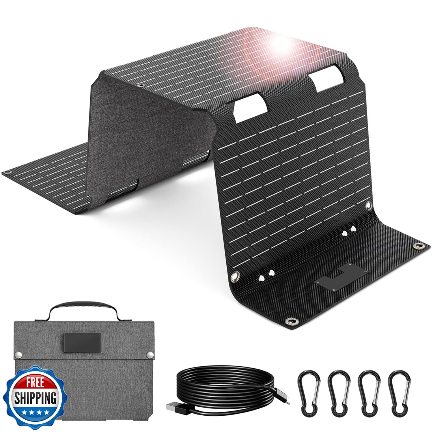 NHZOTUD 45W Solar Panels Charger with Handle 18V USB-A USB-C DC Portable Fold