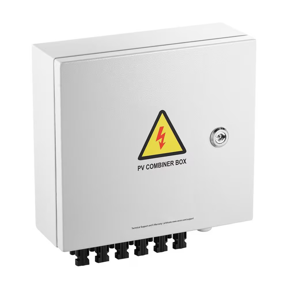 6 String PV Combiner Box DC 500-Volt with 15A Fuses 125A Breaker 40Ka Surge Prot