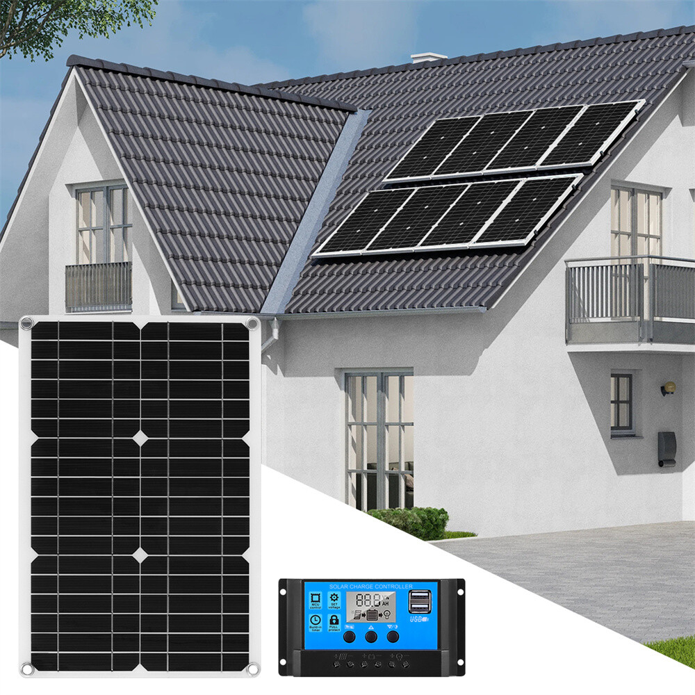 400W Solar Panel Kit W/ Controller 12V Home Garden RV Rooftop Camping Off-Grid