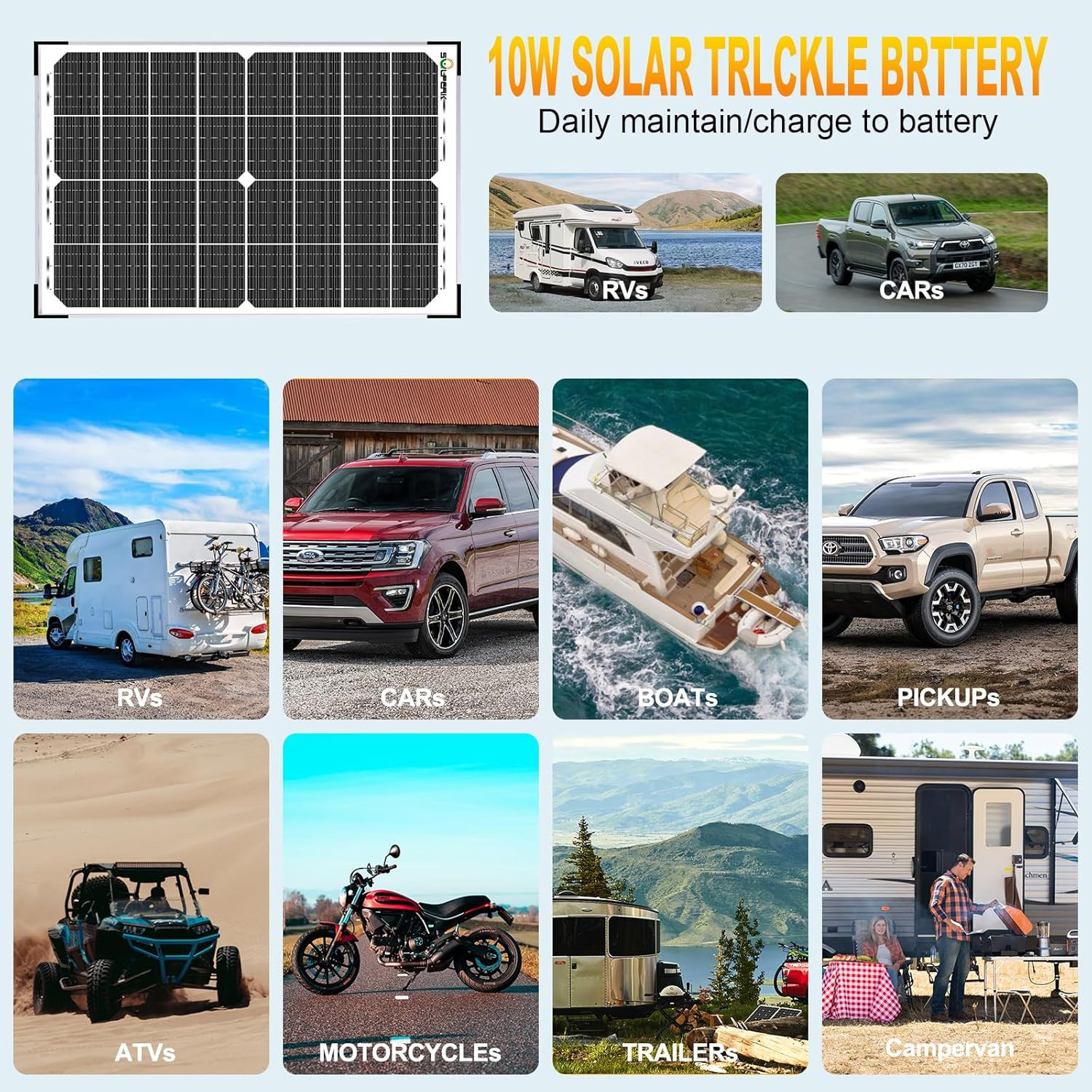 SOLPERK 30W Solar Battery Charger Solar Battery Maintainer + Upgrade 10A MPPT Ch