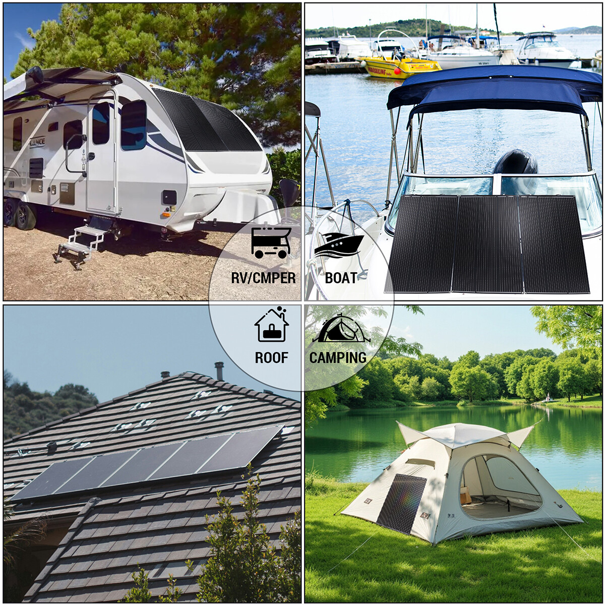 400W Monocrystalline Solar Panel LCD Battery Charger Kit fr Home/Caravan/RV/Boat