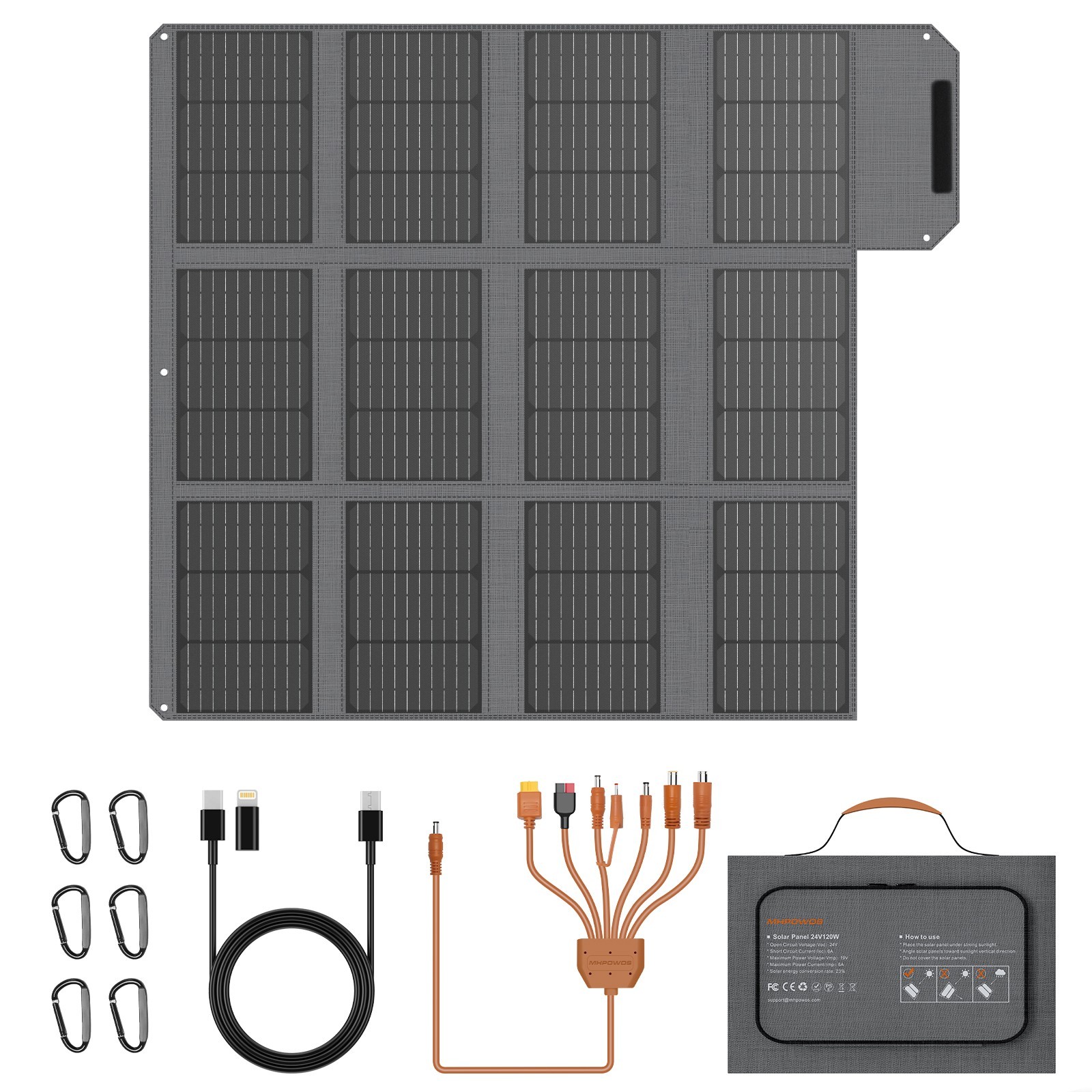MHPOWOS USB Portable Solar Panel 120W Camping Backpacking Hiking Equipment Gear