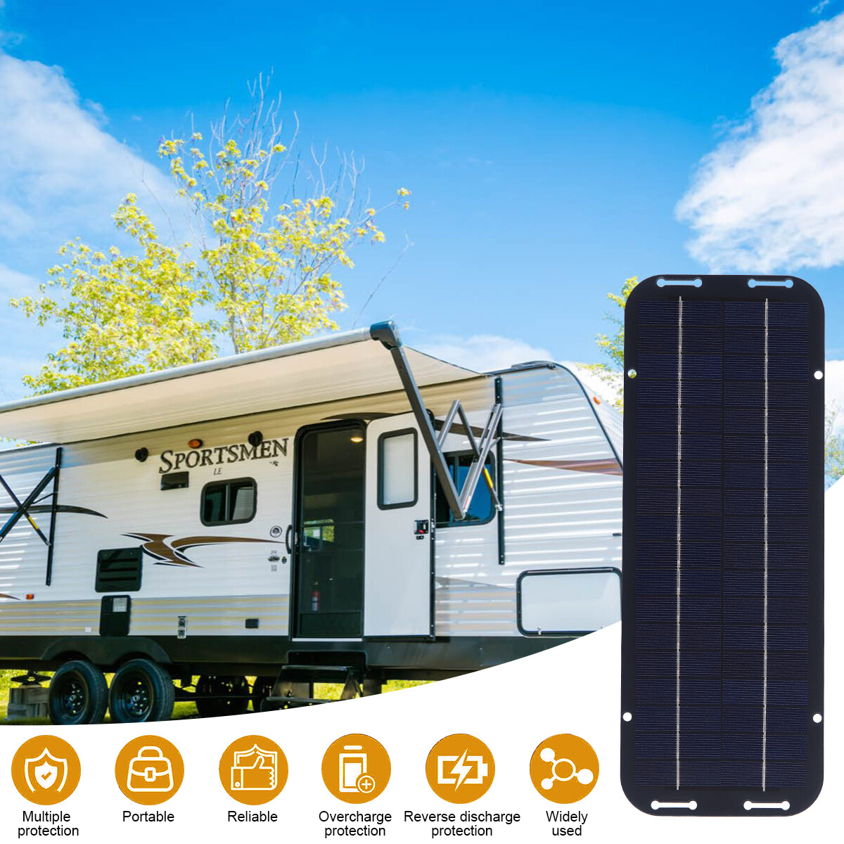30W 12V Solar Panel Kit Waterproof Trickle Charger Battery Powered For Rv Car