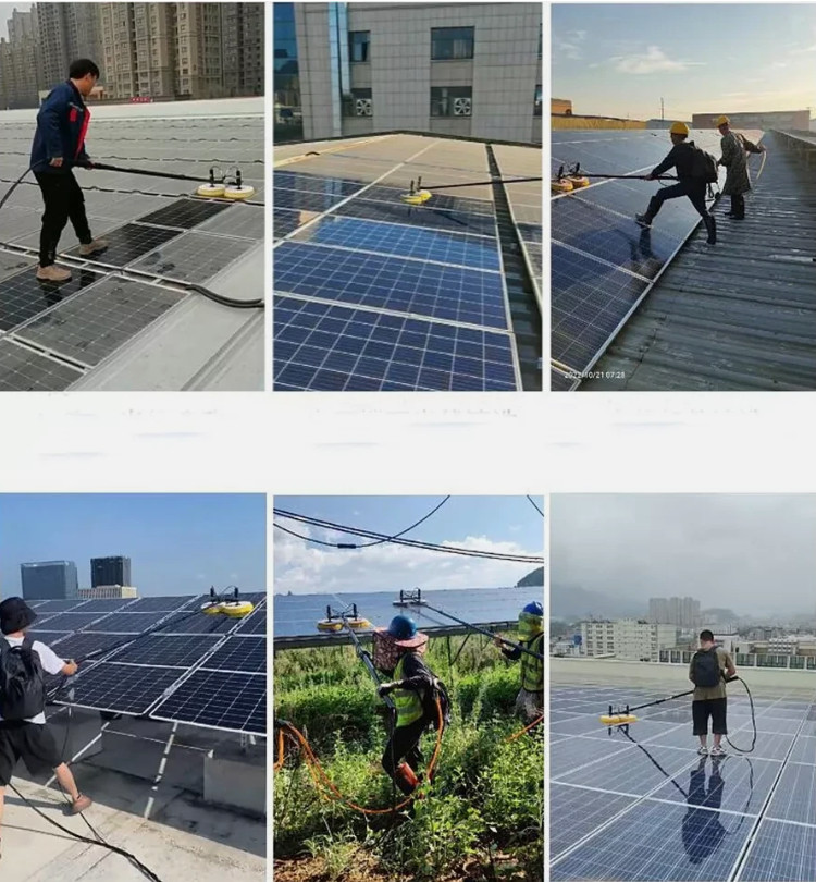 Solar Panel Cleaning Machine Double Head Retractable Photovoltaic Panels Brush