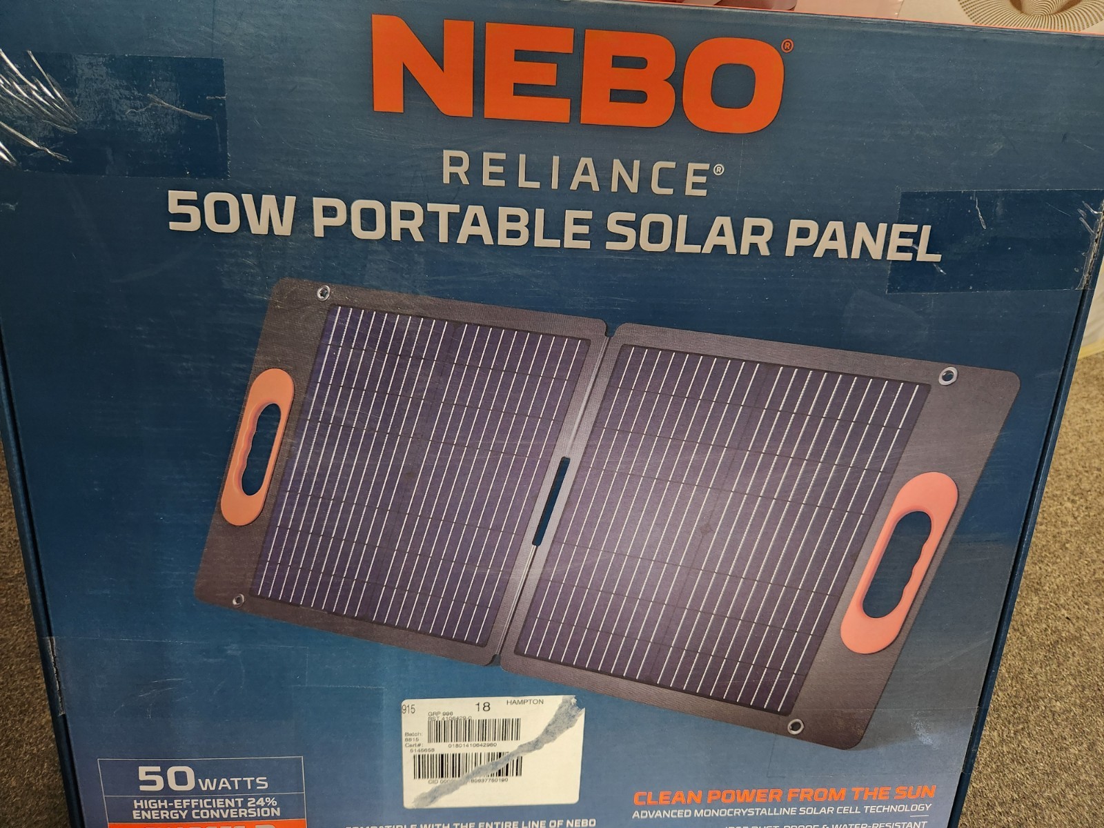NEBO NEB-SLP-0001 Reliance 50W Solar Panel. NEW