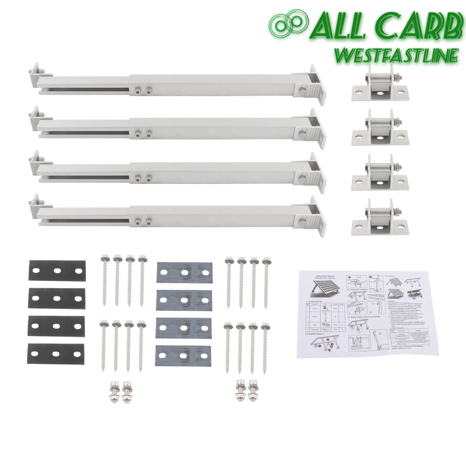 Solar Panel RV Tilt Mount Brackets Set 4 Packs Adjustable Angle for Roof Install