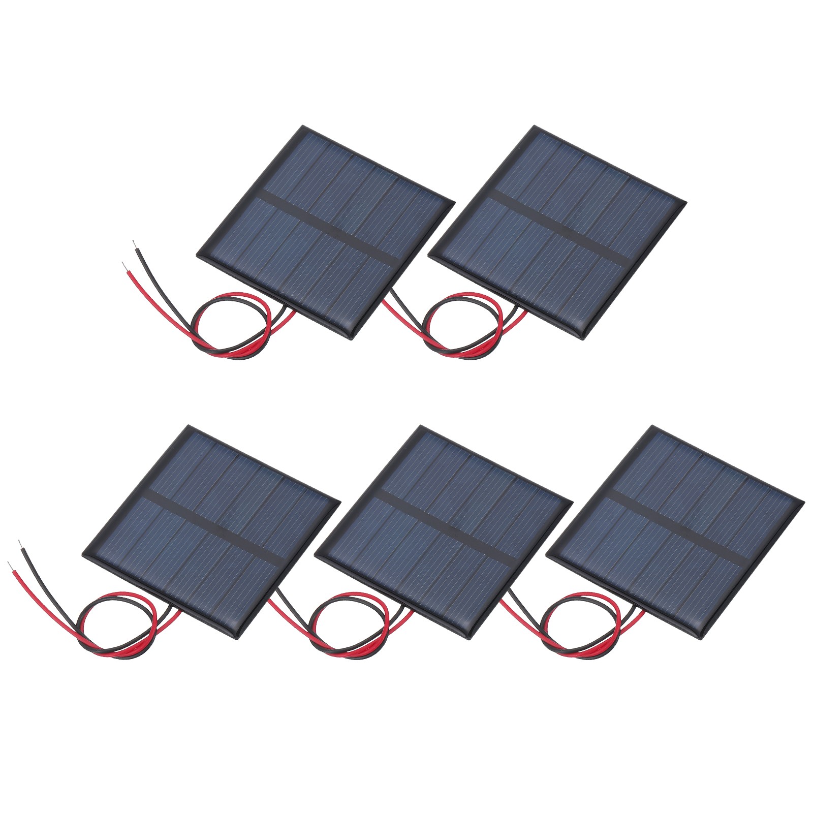 5pcs Mini Solar Panels 3V 0.375W 125mA for General Use with 2 Cables, 52x52mm