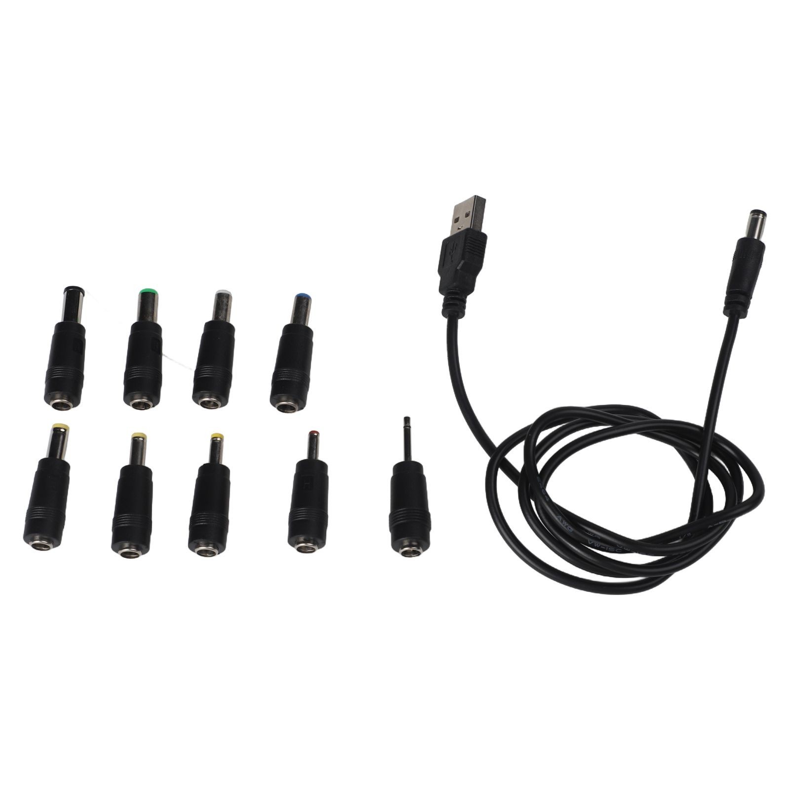 USB to DC Charging Cable Featuring Compact Design and Multiple Adapters