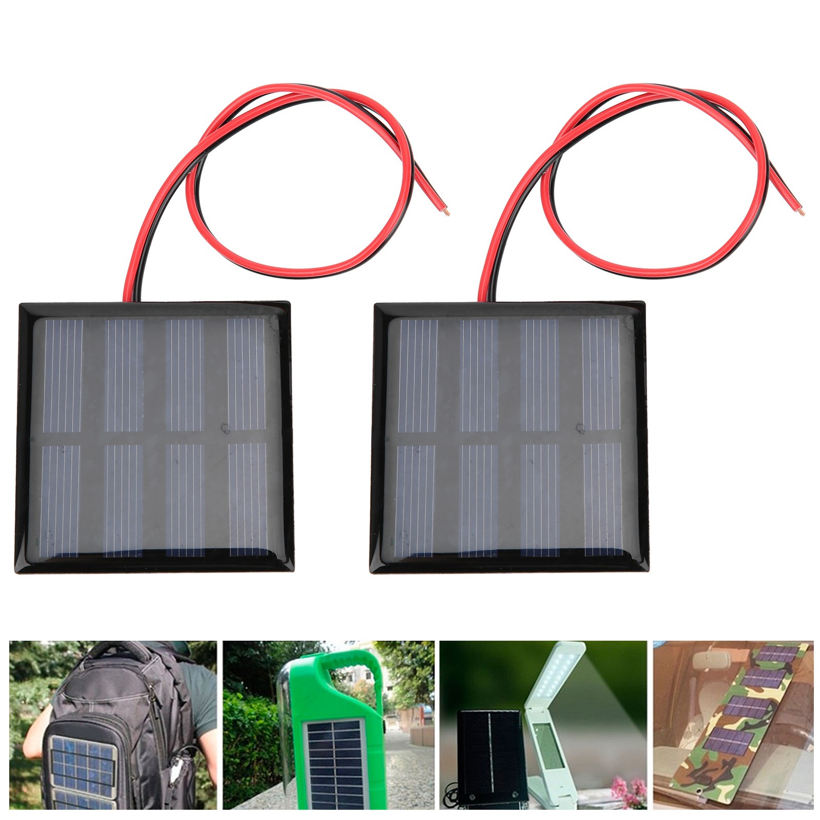 5Pcs Solar Panel Power Supply Module Board With 30CM Red Black Line DC2V 150mA