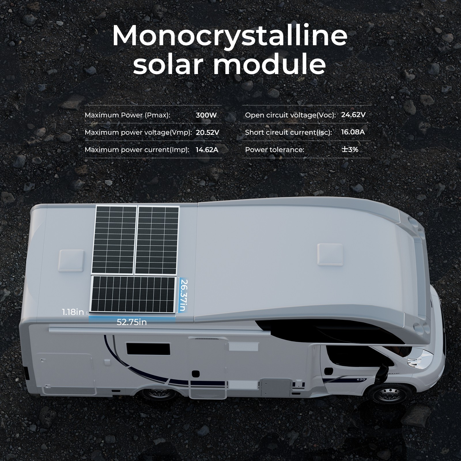 300W Solar Panel Mono 18BB N-Type Cell Power Charger Home Boat Off-Grid Battery