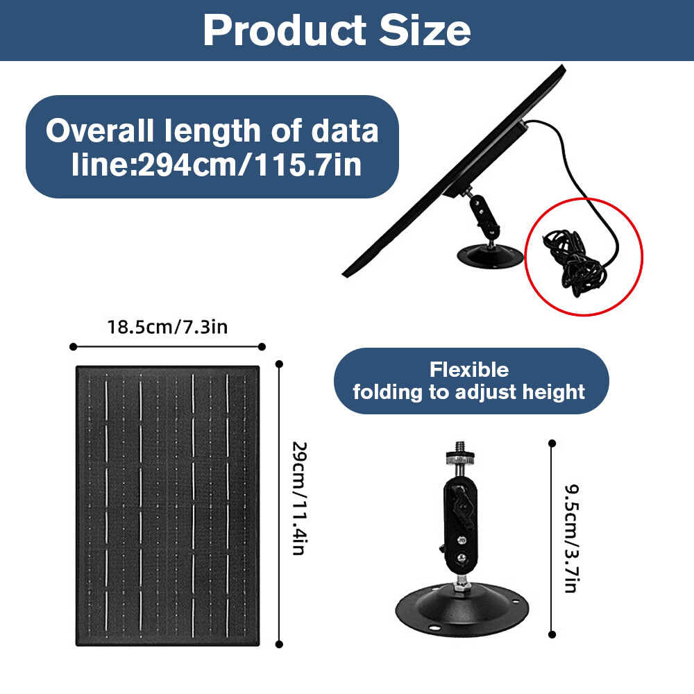 Type-C Port Solar Panel for Security Camera 30W 5V Outdoor Charger for CCTV Cam
