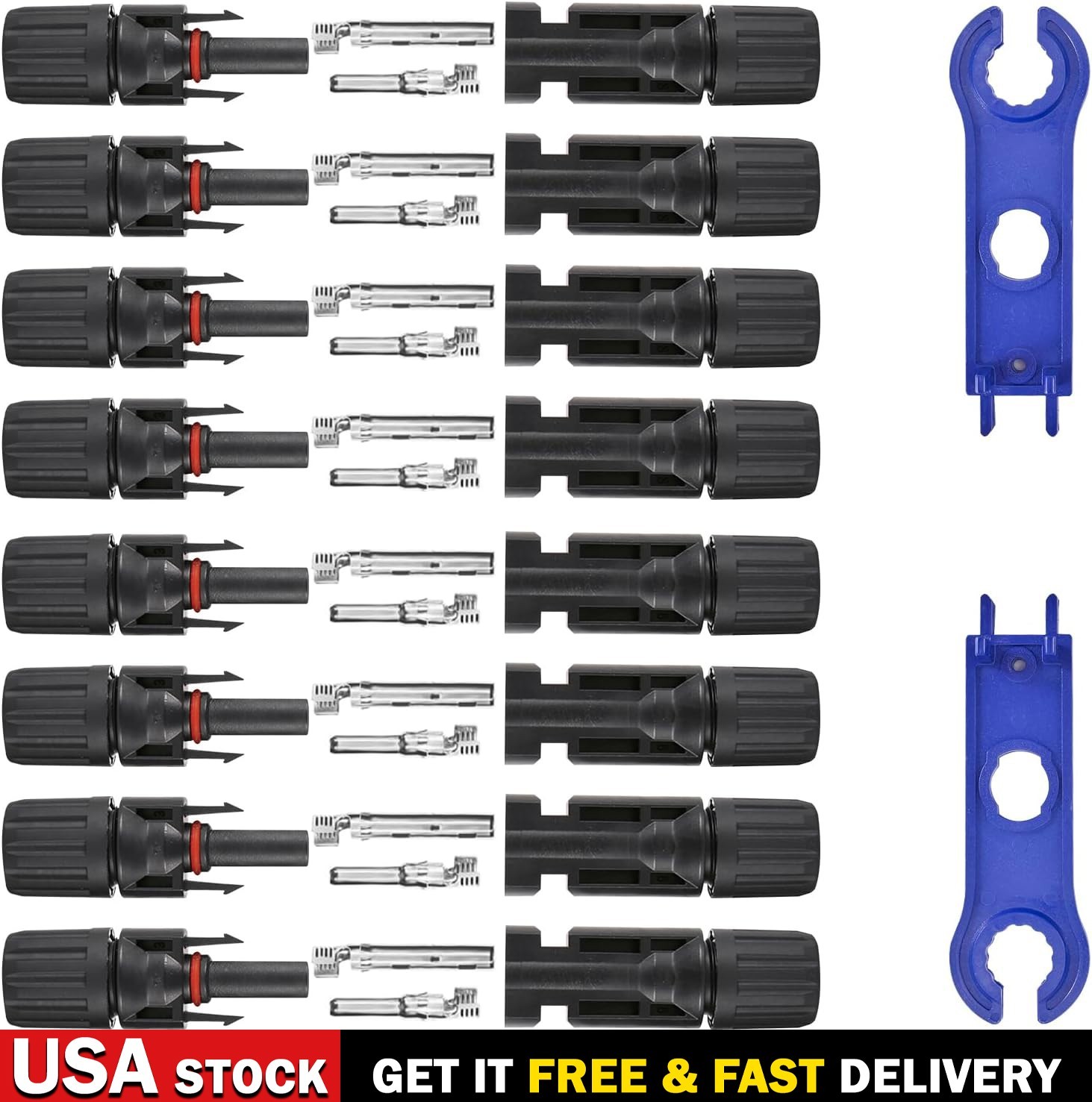 16PCS Solar Panel Cable Connectors Male/Female IP67 Waterproof 1000V 30A 10AWG