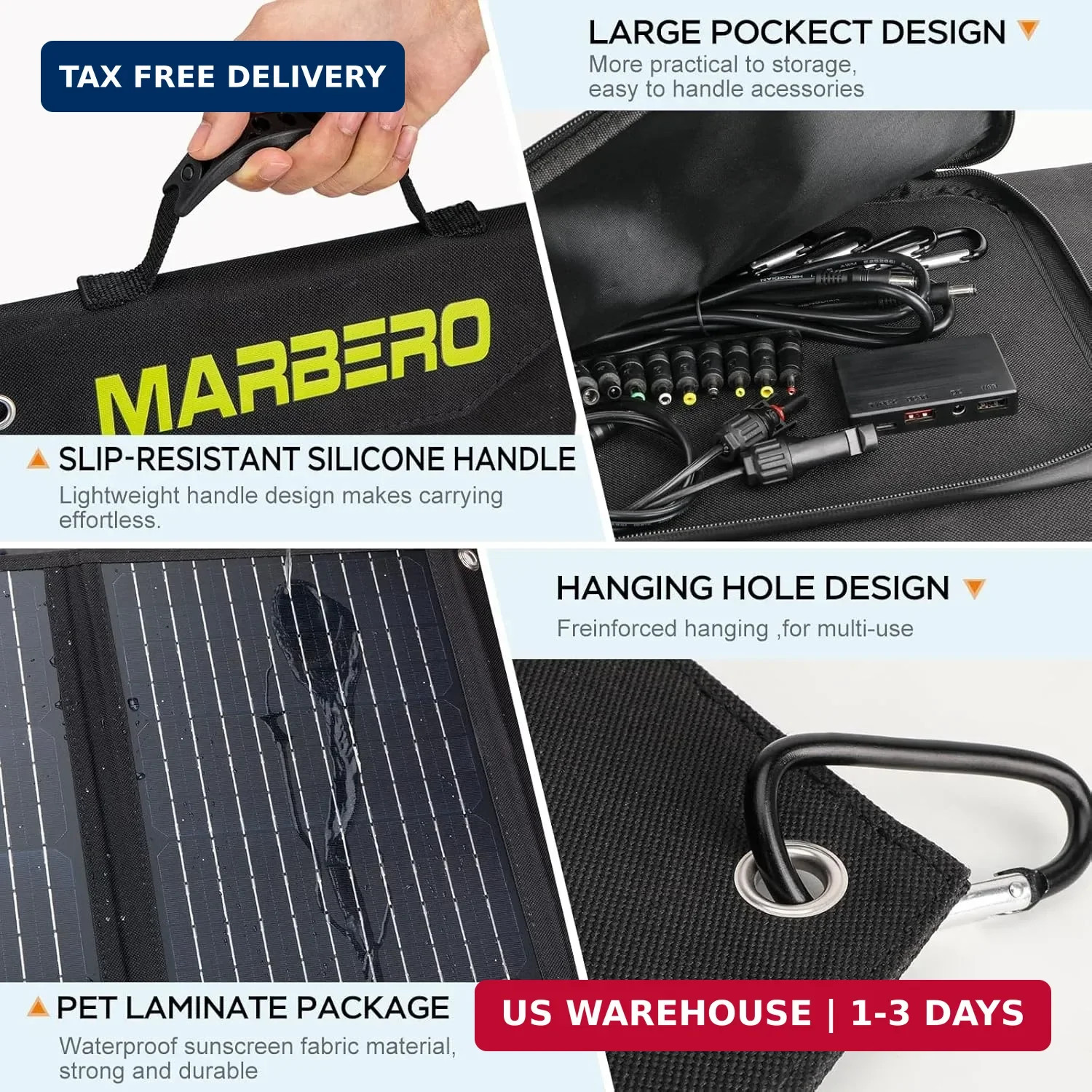 Portable Solar Panel 30W Solar Panel Charger 23% High Efficiency Foldable Panels