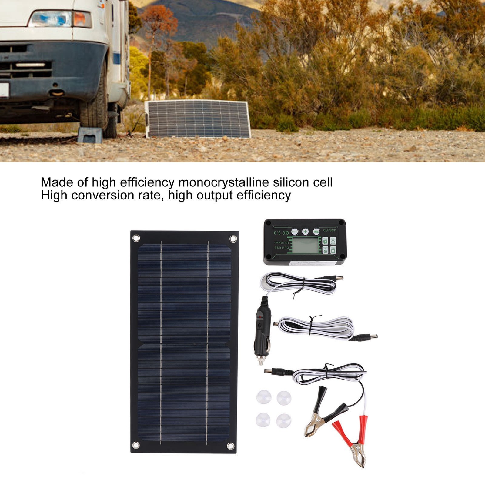 600W Monocrystalline Solar Panel Kit For RV Outdoor Camping JZKA