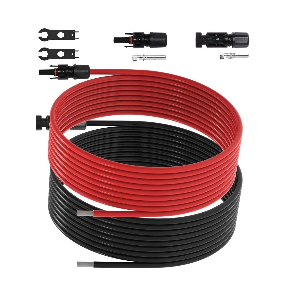 10 AWG Solar Panel Extension Cable 30Ft for RV Boat Home,Black & Red