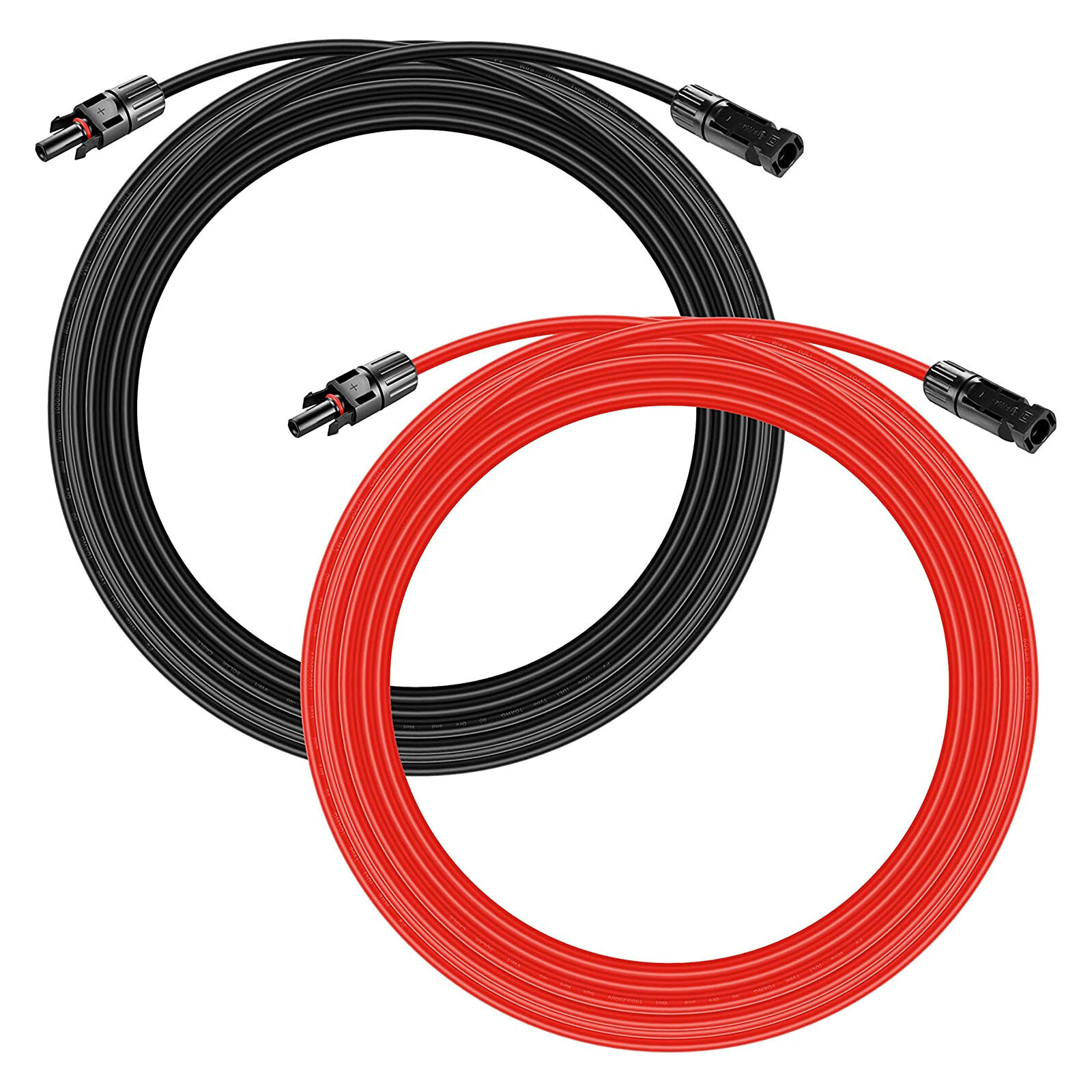 1 Pair Solar Panel Extension Cable Wire Black & Red 10AWG Gauge 6mm² Connector