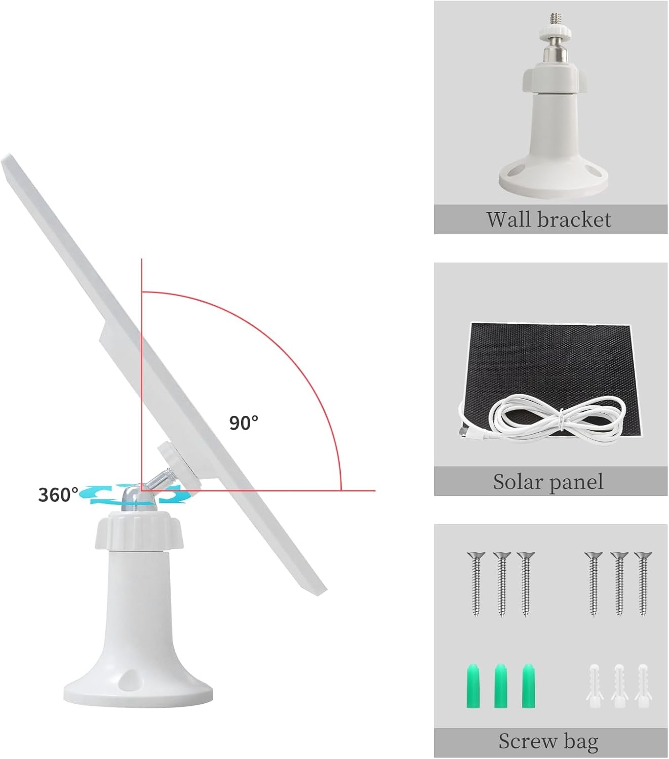 4W Solar Panel for Security Camera,Type C&Micro Solar Panel Charger for Recharge