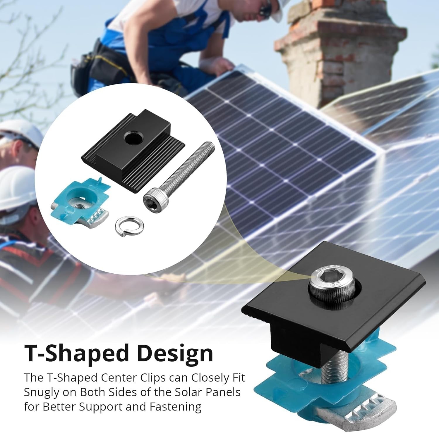 10Pcs Solar Panels Mid Clamps for Unistrut Aluminium Panel Brackets 30Mm/35Mm