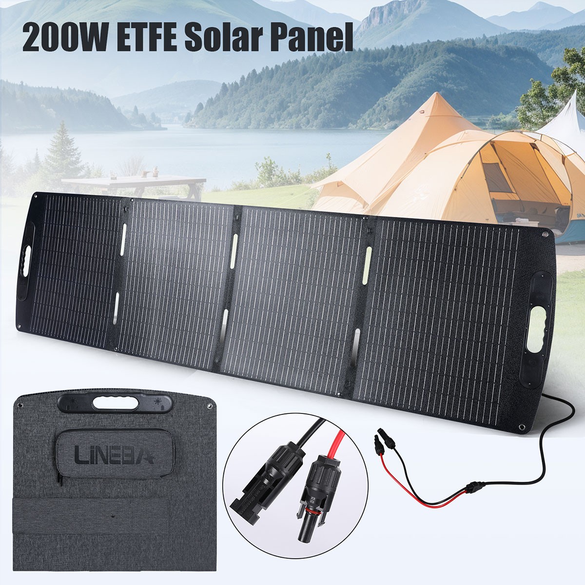 100W 200W ETFE Solar Panel Portable Foldable w/ USB DC for Outdoor RV Camping