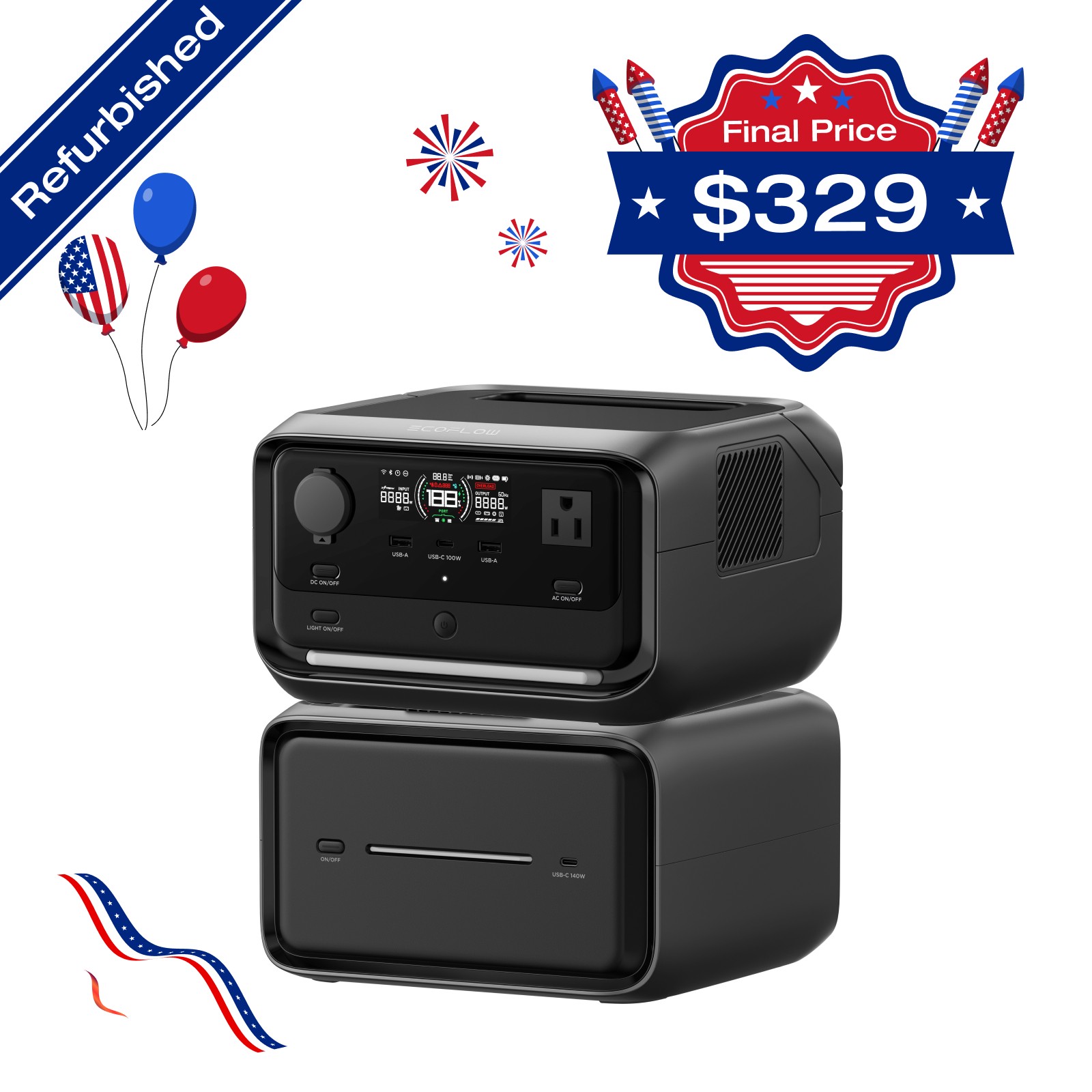 EcoFlow 858Wh River 3 Plus Portable Power Station with EB600 Extra Battery
