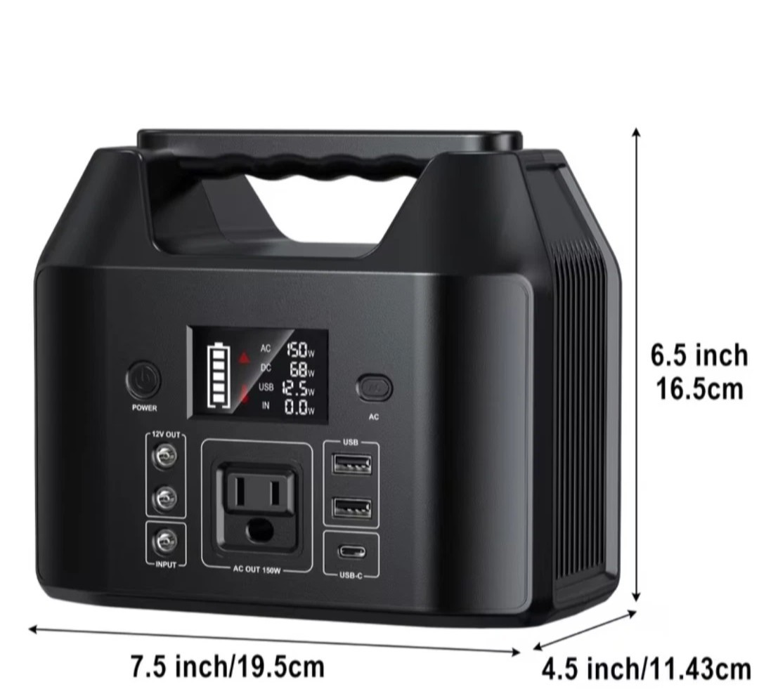 PORTABLE POWER STATION 150W SOLAR GENERATOR LITHIUM BATTERY PACK HIGH-CAPACITY