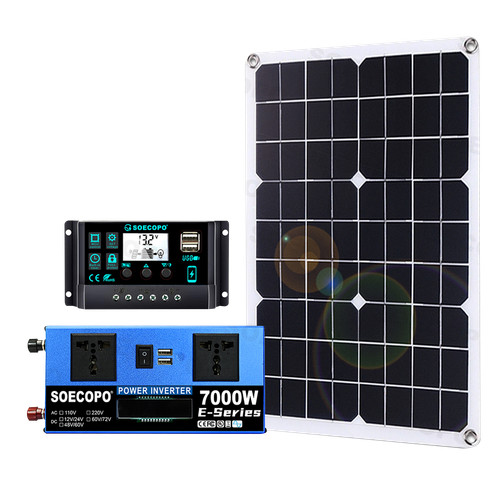 7000W Solar System Kit 12V/24V To 110V/220V 100A Controller 500W Inverter SystEB
