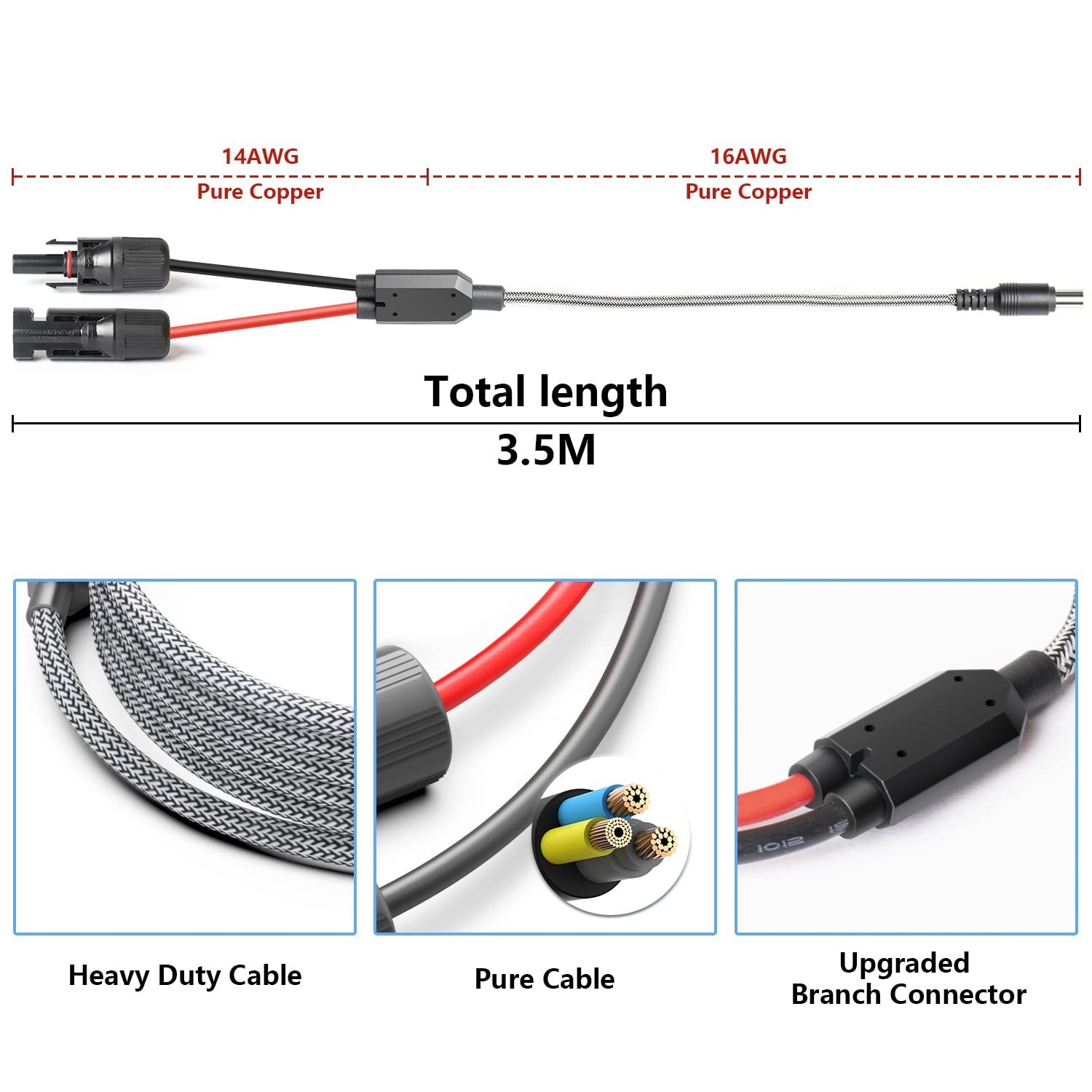 Universal 3.5M Solar Generator Adapter Cable – Works with Jackery, Anker & More