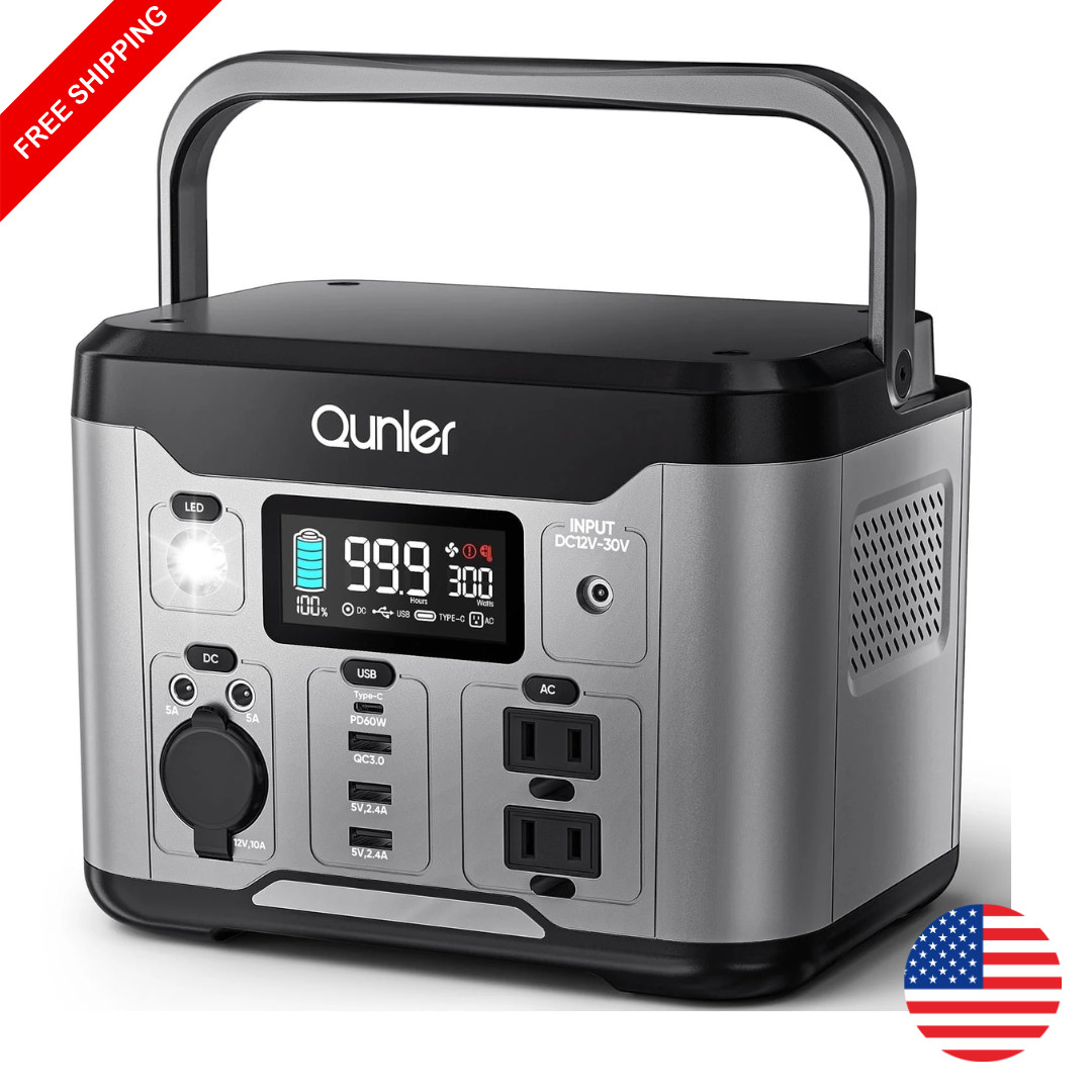 Portable Power Station 300W 296Wh Solar Generator 120V AC USB-C PD Outdoor