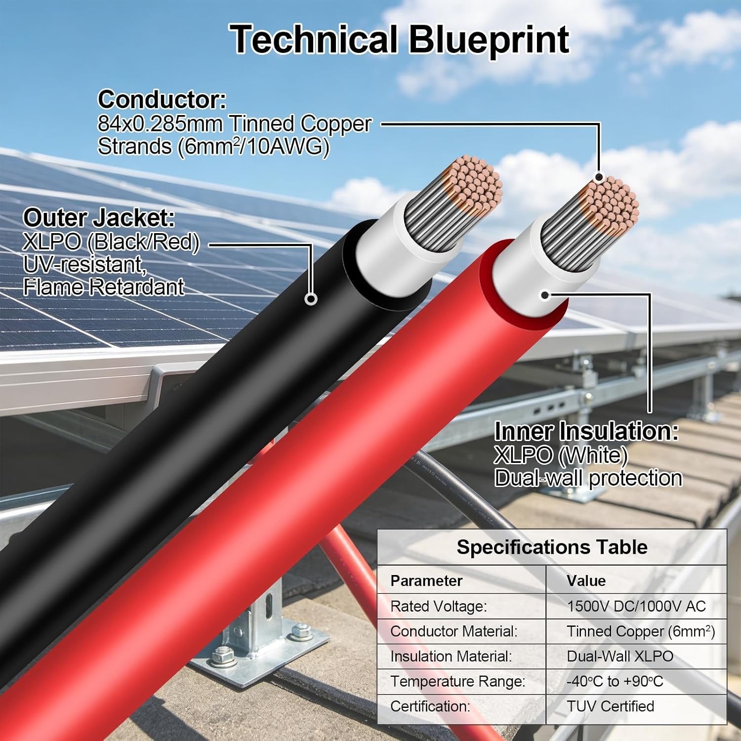 10 AWG Black Tinned Copper Wire – 100Ft for Solar & Automotive Applications