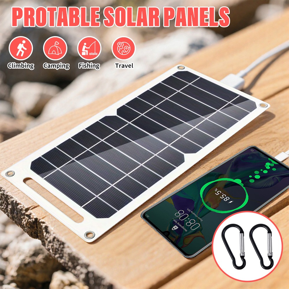20W Solar Panel 5V Solar Battery Charger Camping Hiking Phone Charger Maintainer