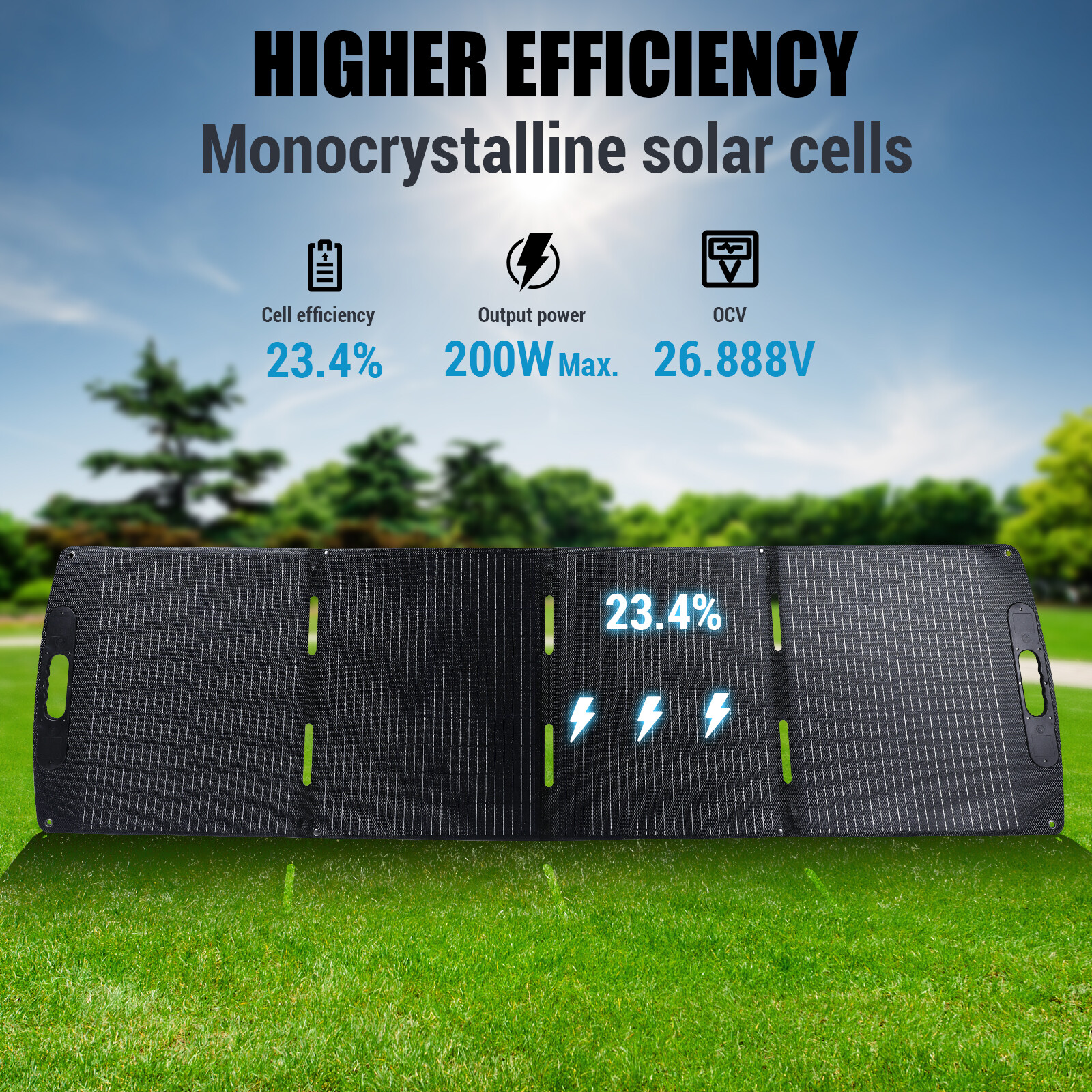 100W 200W Solar Panel Foldable Long-lasting IP65 MC4 Connectors, Controller
