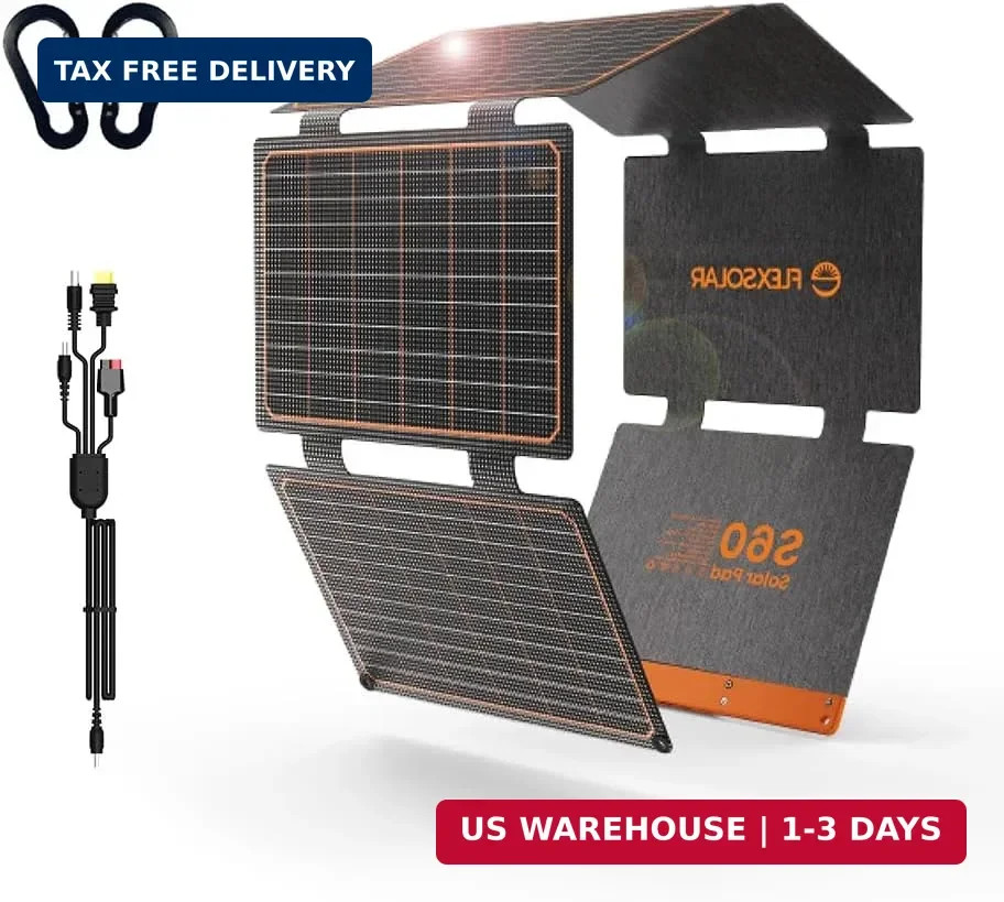 FlexSolar 60W Portable Solar Panels Chargers with PD3.0 USB-C,QC3.0 USB-A and DC