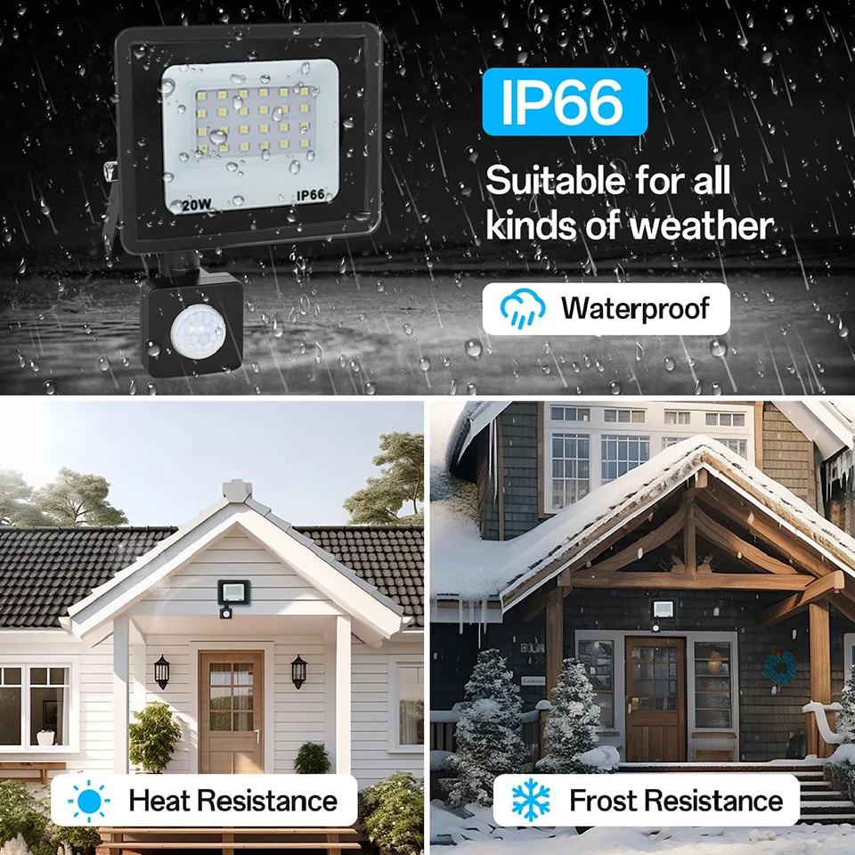 LED Floodlight Motion Sensor AC220V AC110V 10W-300W Waterproof Outdoor Projector