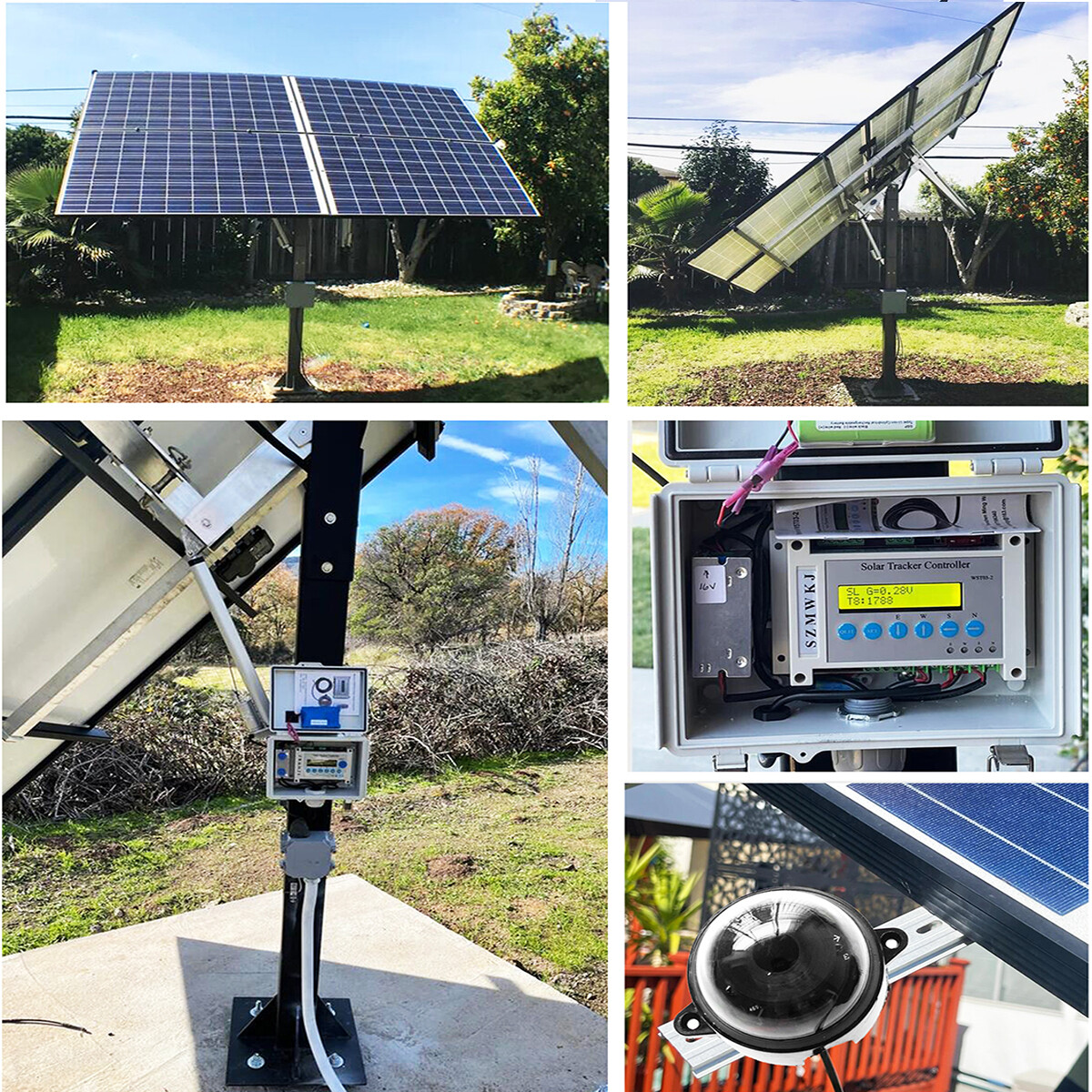 DC12V LCD Solar Panel Tracking Dual Axis Solar Tracker W/ 6000N Linear Actuators