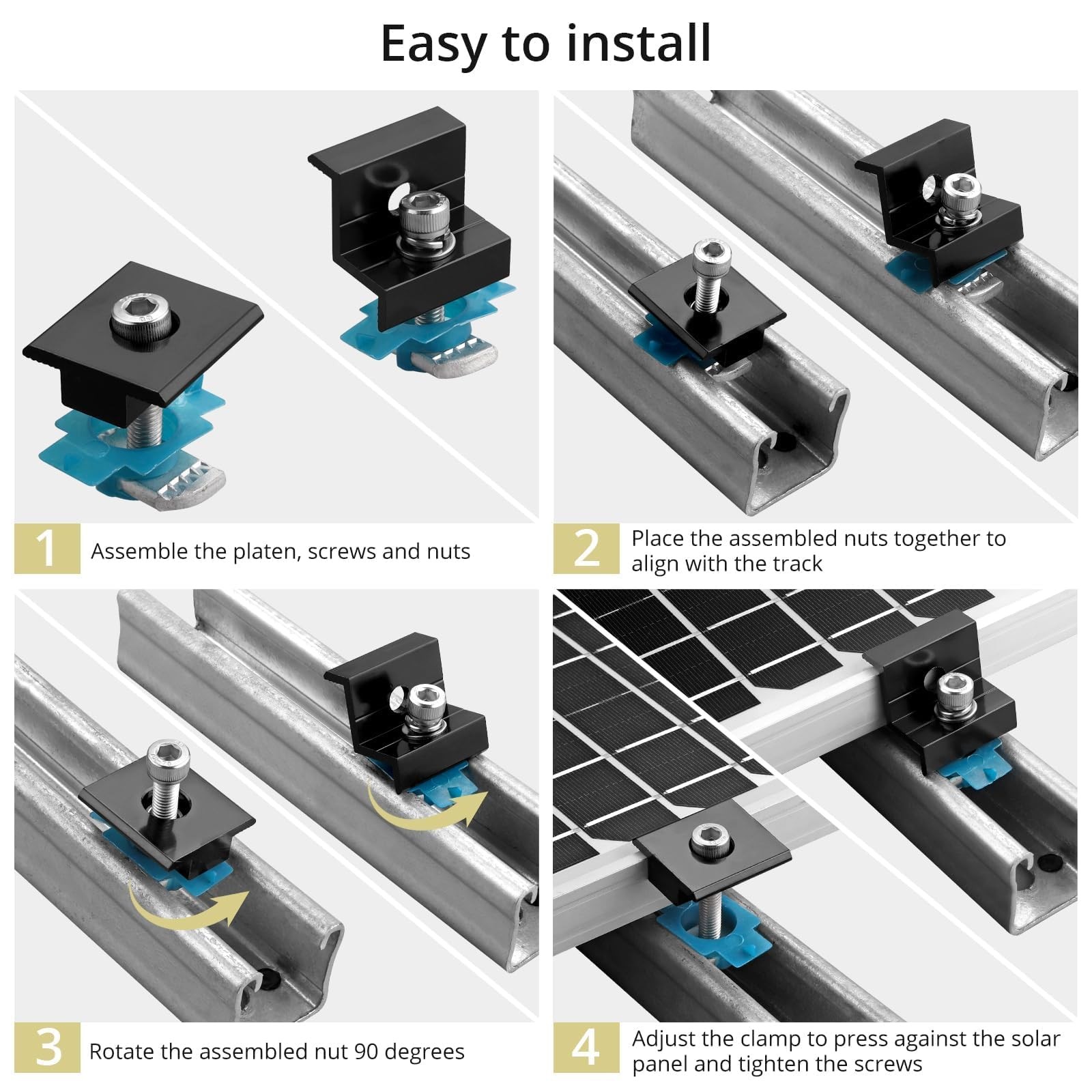 10 PCS Solar Panel Mounting Brackets for Unistrut, Aluminium 30mm/35mm 6 x T-…