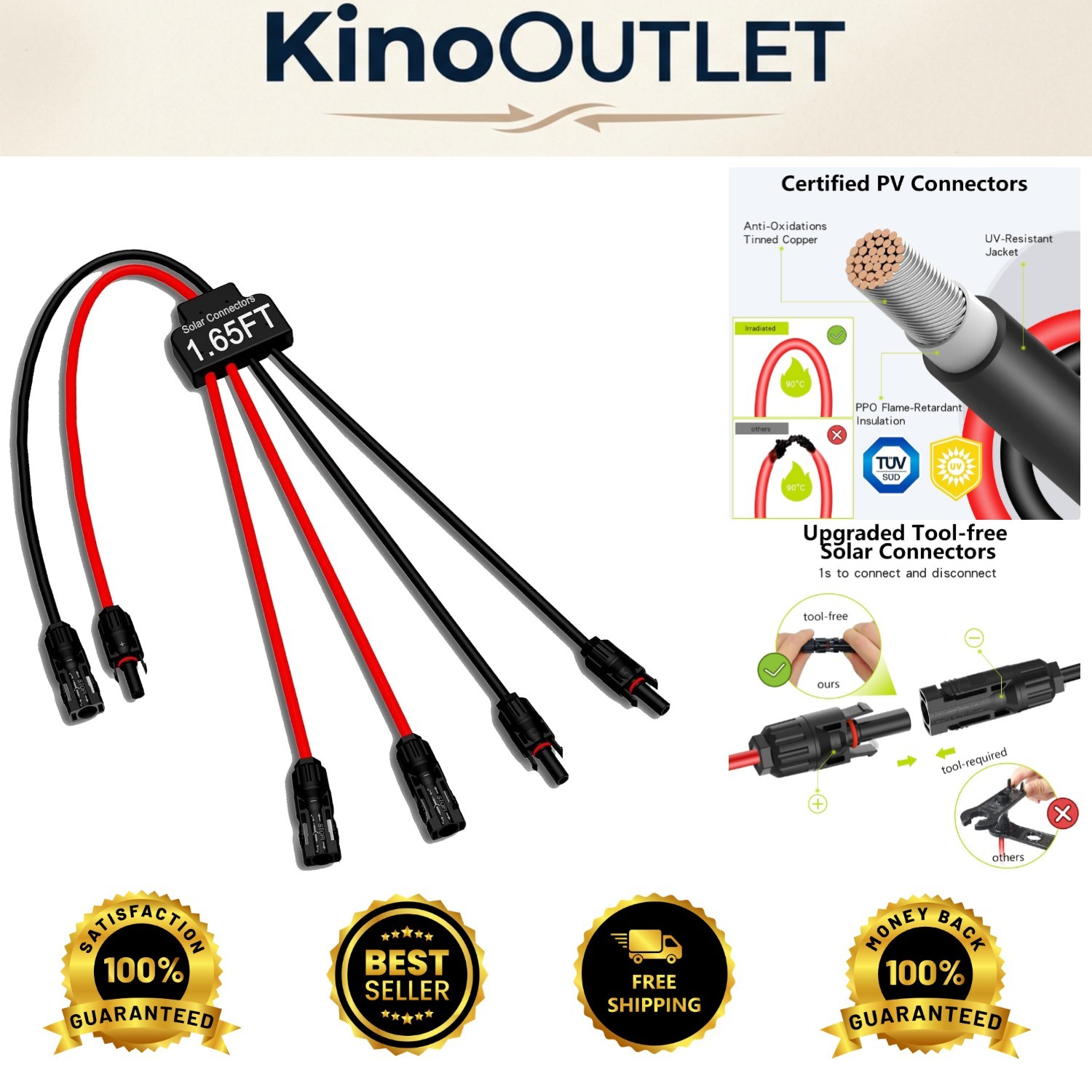 Flexible Solar Connector Cable for Efficient Power Distribution, 2 to 4 Panels