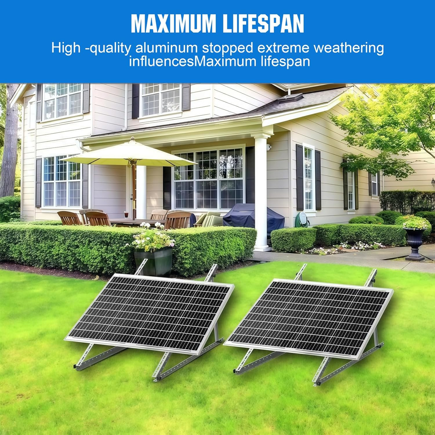 Solar Panel Mounting Brackets, 2 Sets 46 Inch with Beam Reinforcement Support an
