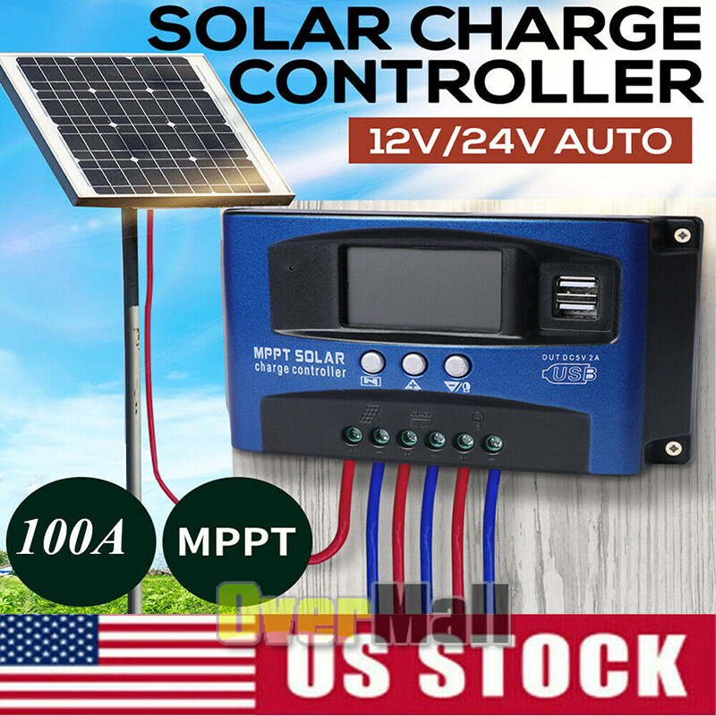 MPPT Solar Charge Controller Solar Panel Battery Regulator 12/24V Auto 100A LCD