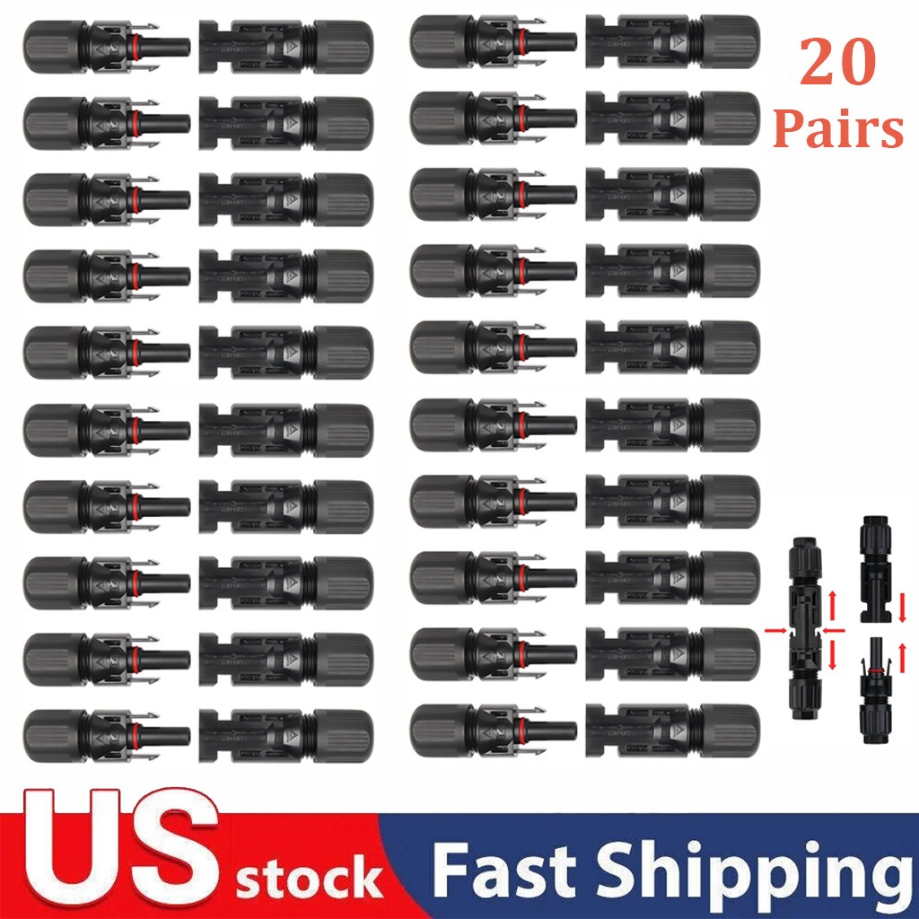 20 Pairs Male Female Wire Cable Connector Set Solar Panel Waterproof Connector