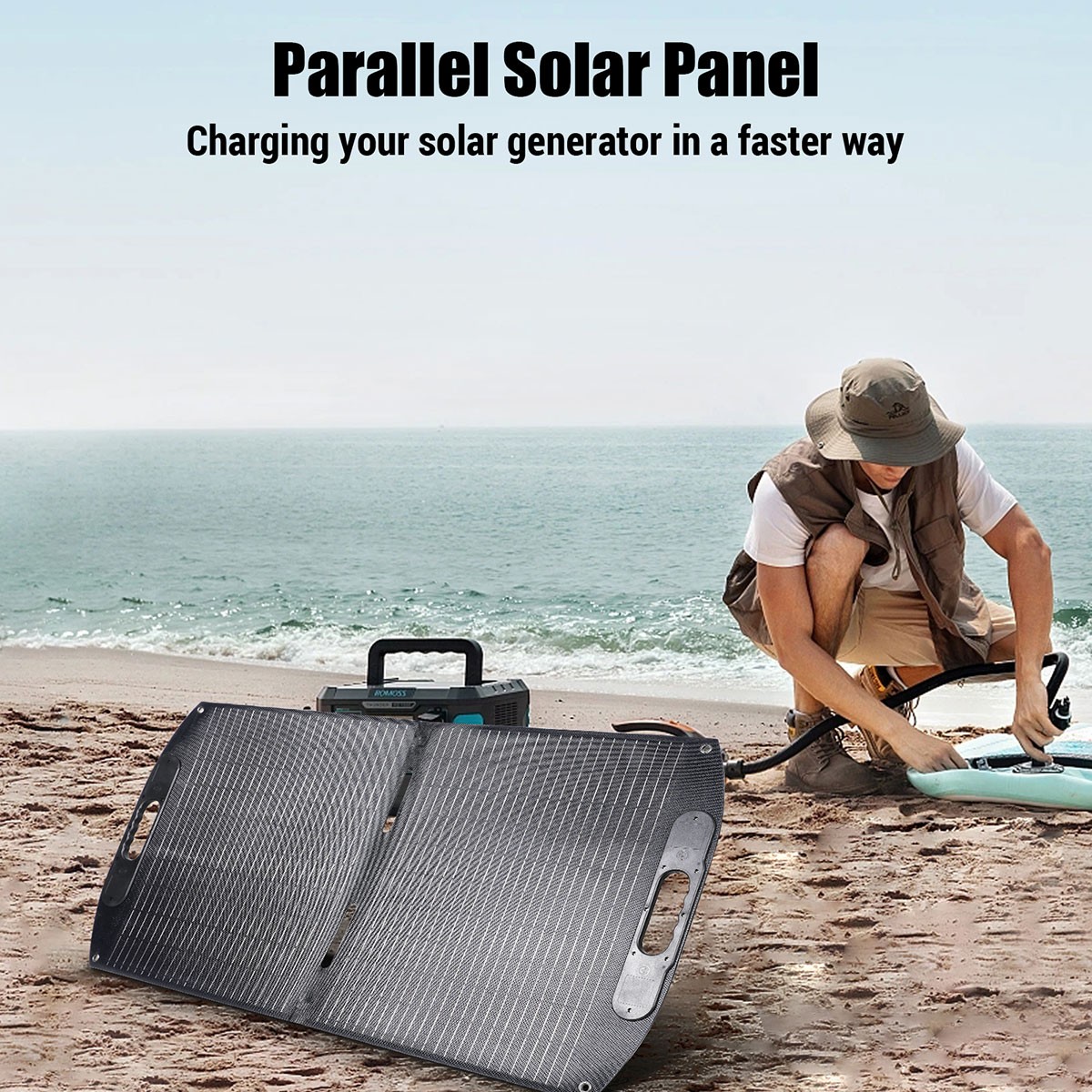 LINEBA 100W Portable Solar Panel Kit IP65 for Power Station Outdoor RV Camping