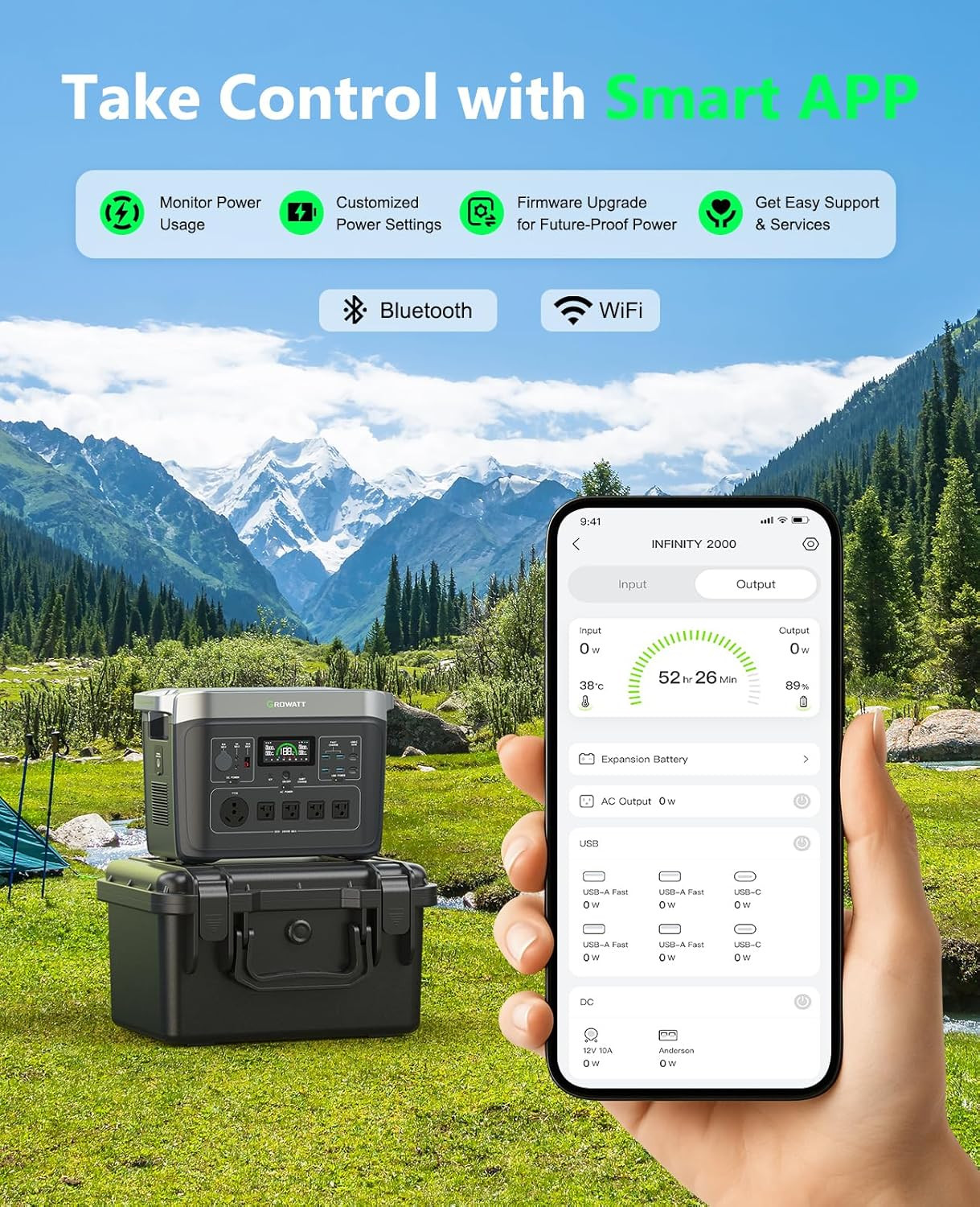 INFINITY 2000 Pro Portable Power Station, 2048Wh Lifepo4 Battery, 2400W AC Outpu