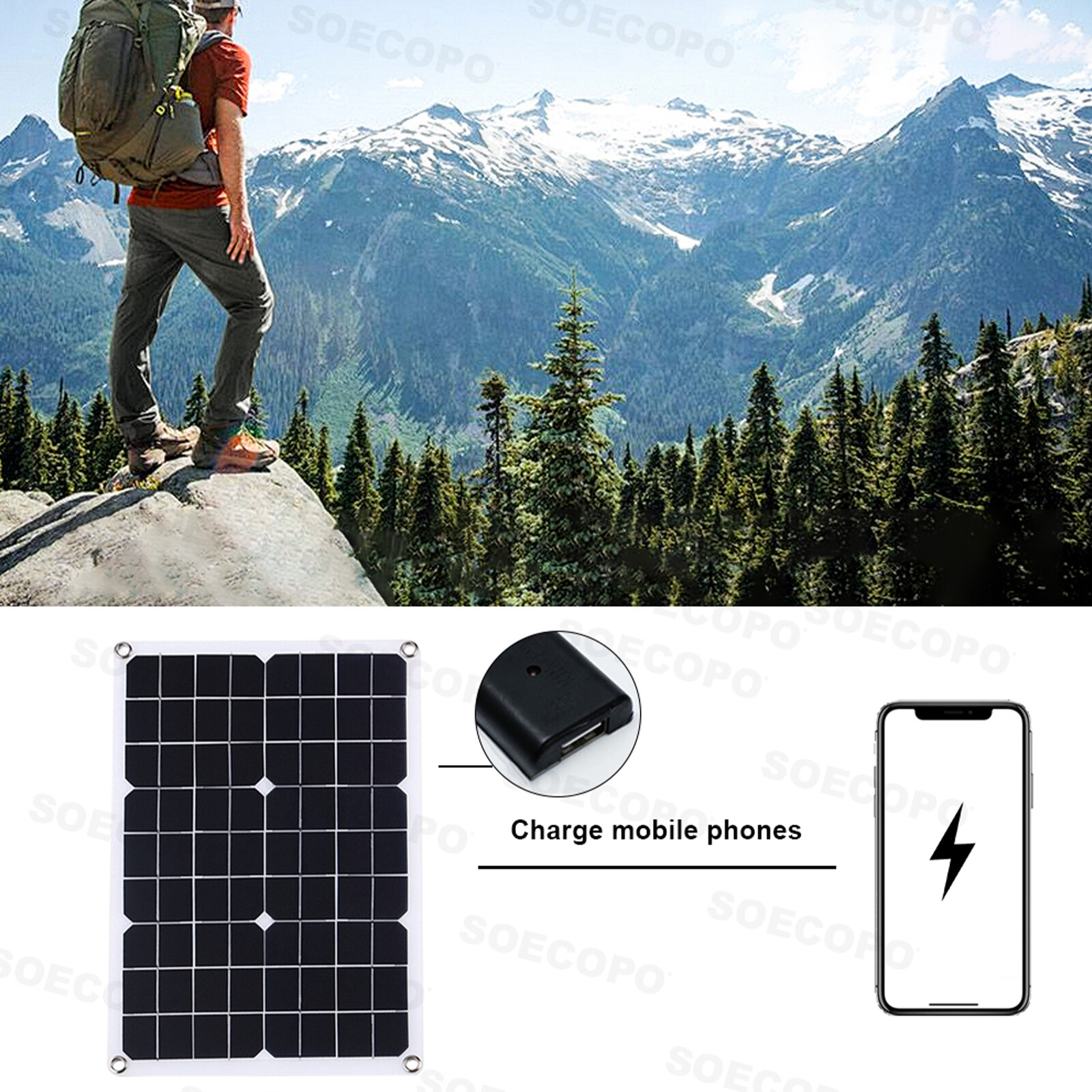 10000W Solar Kit 500W Panel 100A MPPT Controller DC Cable 12V/24V to 220V/110V