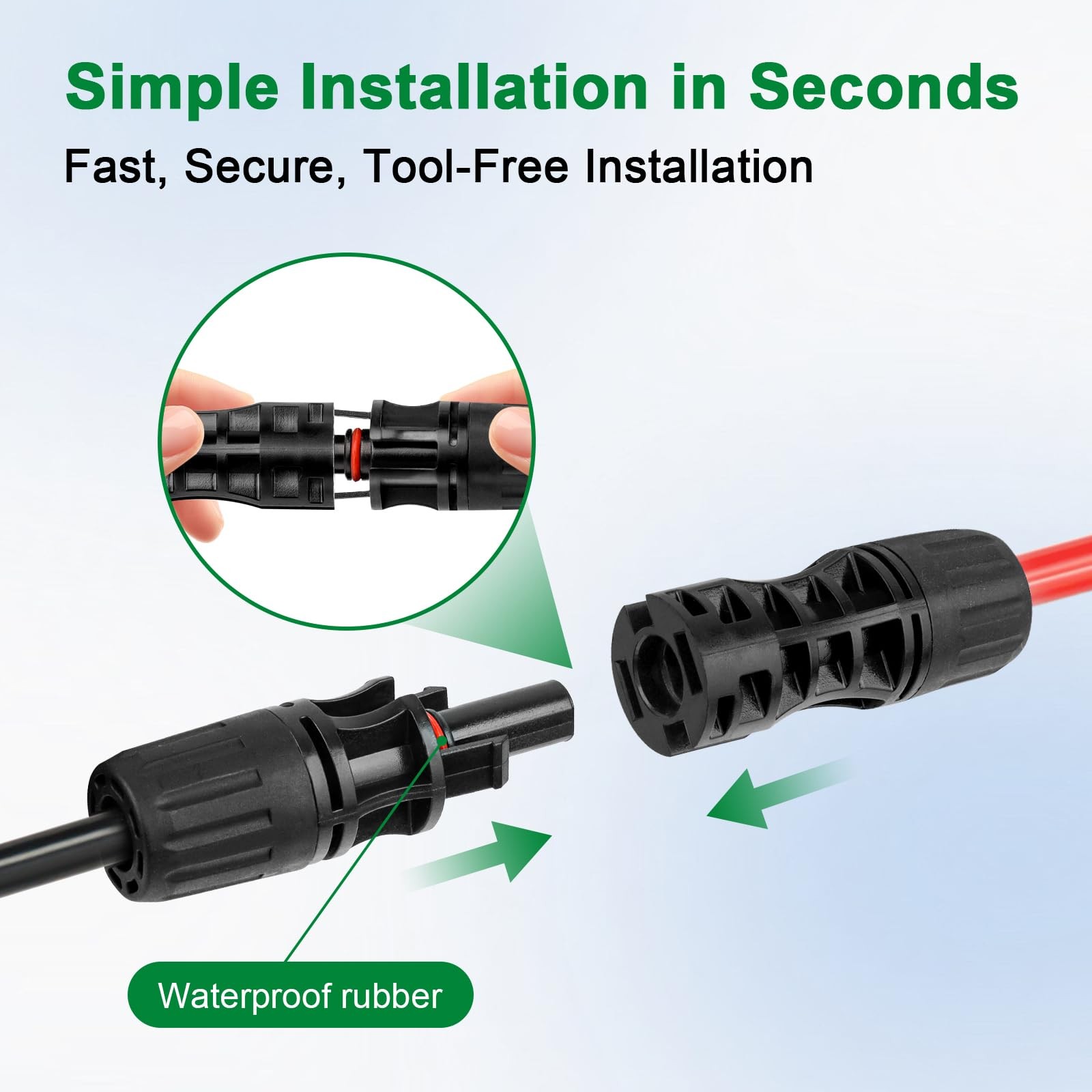 XRDS -RF Solar Extension Cable 8AWG, 10FT Red & Black Solar Panel Wire with S…
