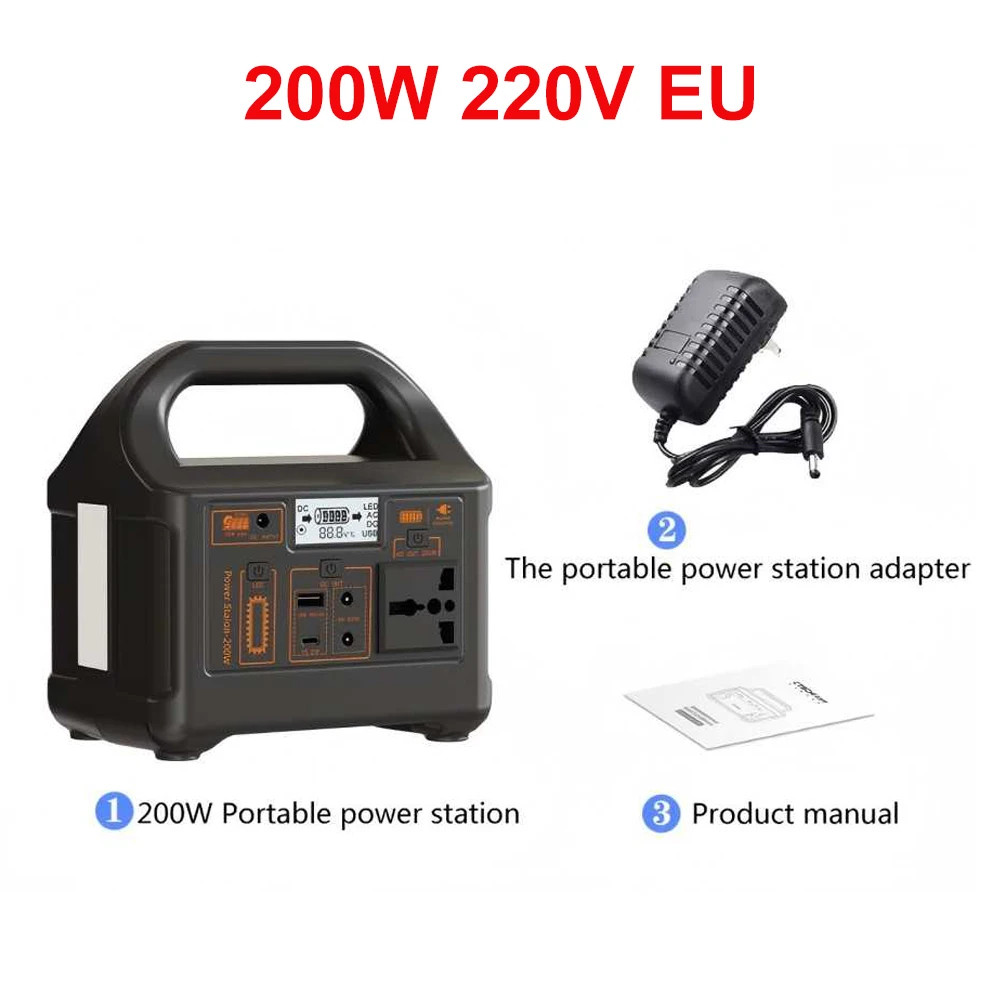 200W Portable Power Station 153.6Wh Lifepo4 Battery AC 110V 220V Solar Generator