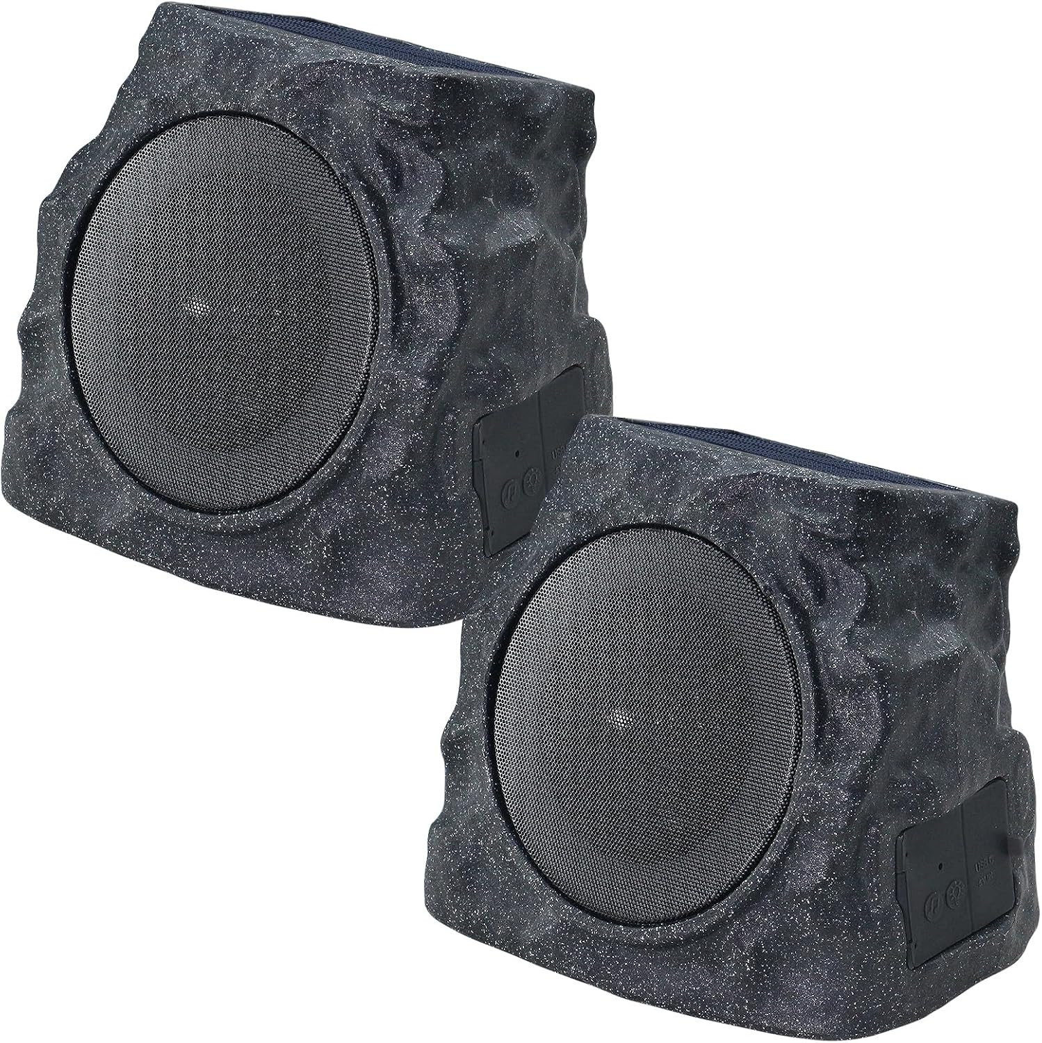 2-Pack Solar Powered Rock Speakers Outdoor Water-Resistant IP44 Rock Speaker wit