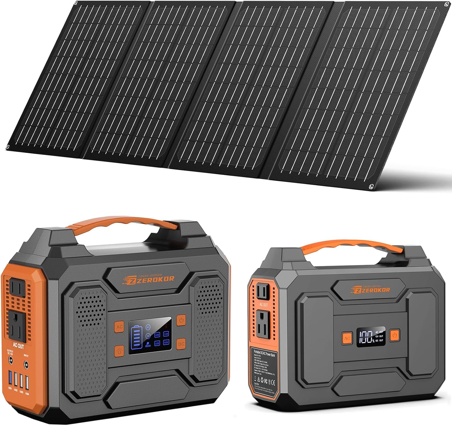 300W Portable Solar Generator & 40W Panel for Camping & Home Power Needs
