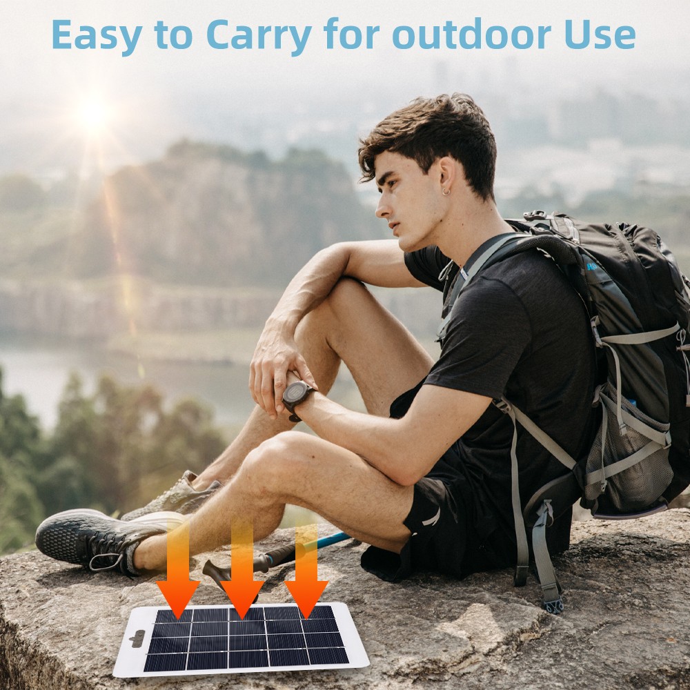 10W Solar Panel 5V Solar Battery Charger Camping Hiking Phone Charger Maintainer