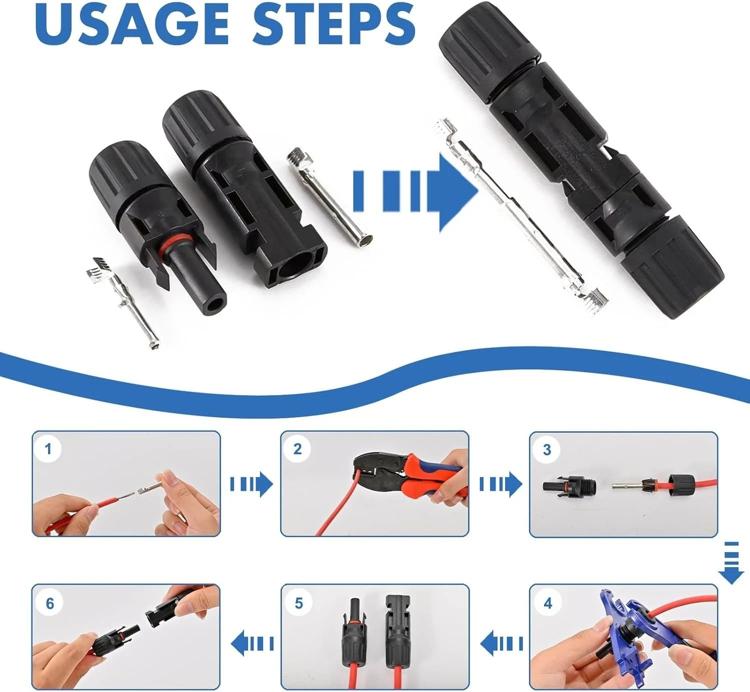 16PCS Solar Panel Connectors 1000V 30A IP67 MC4 10AWG 8 Pairs w/ Spanners