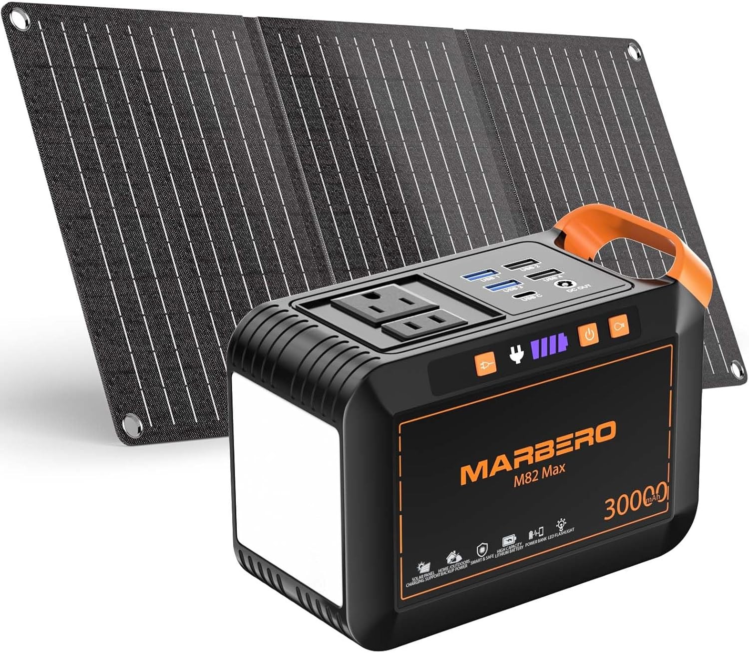 MARBERO Solar Generator 111Wh Portable Power Station with Solar Panel 30W Includ