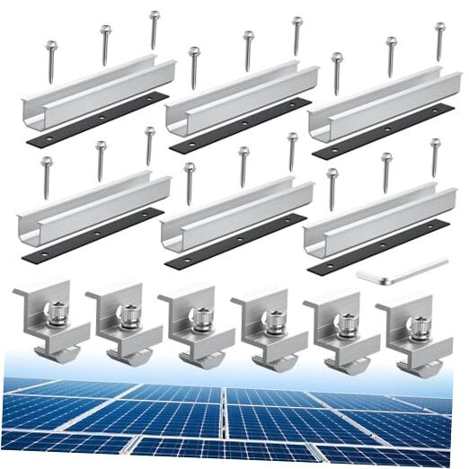 Solar Panel Bracket Kit, 6 Pcs 7.87 in Aluminium Solar Panel Mounting Silver